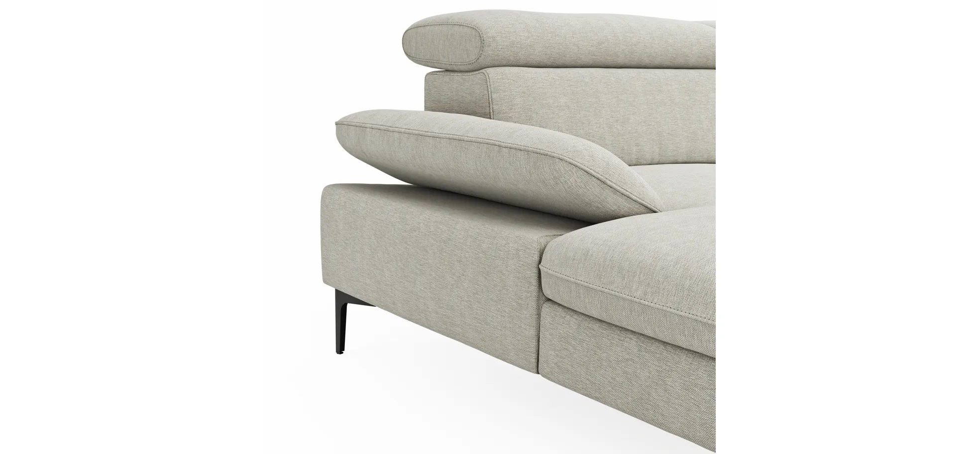Ecksofa Felipa - Longchair links mit 2,5-Sitzer inkl. Armlehne verstellbar und Rückenlehne/Sitztiefe verstellbar (motorisch), Stoff, Natur