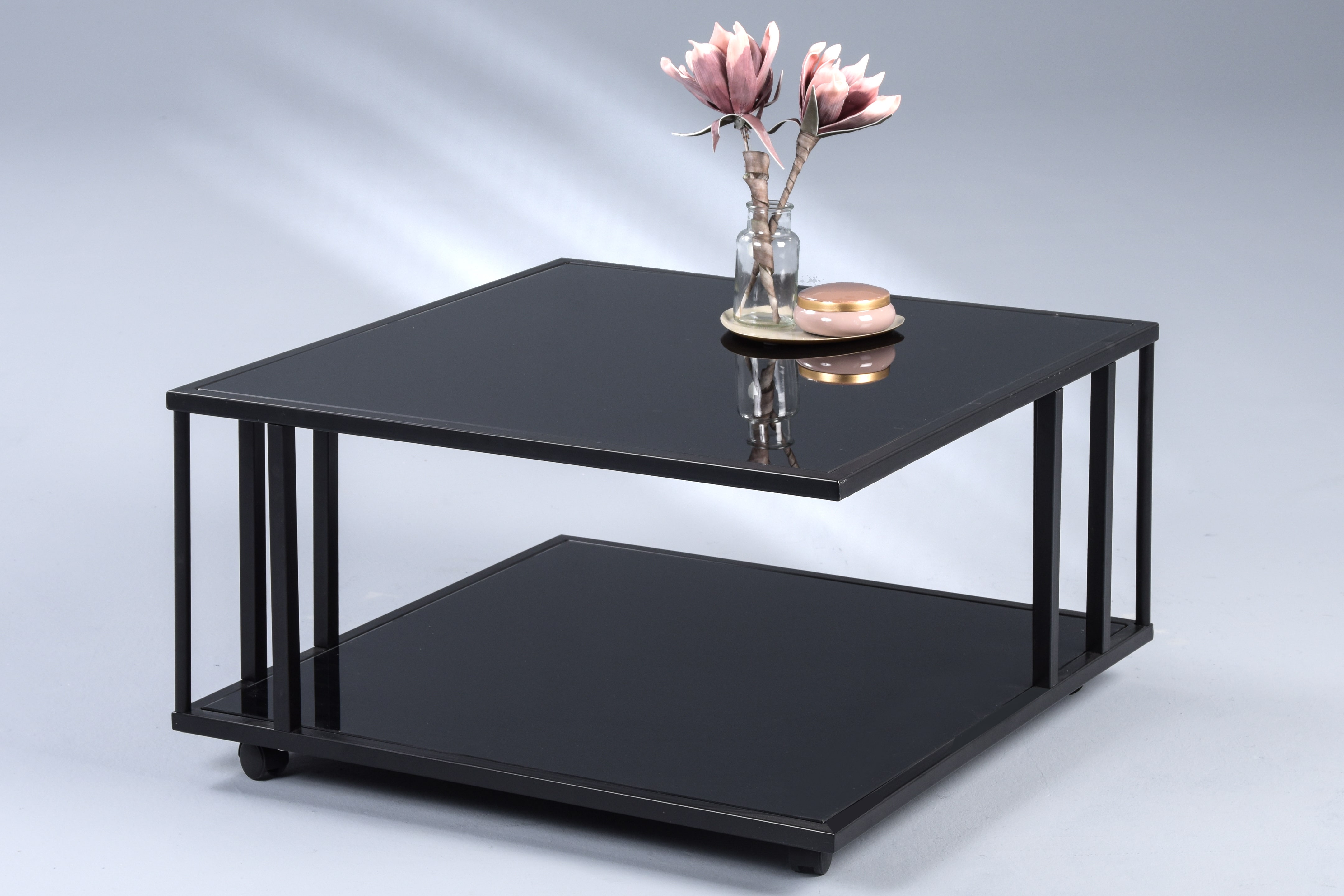Couchtisch, Glas schwarz lackiert, 75x75cm - Mailin