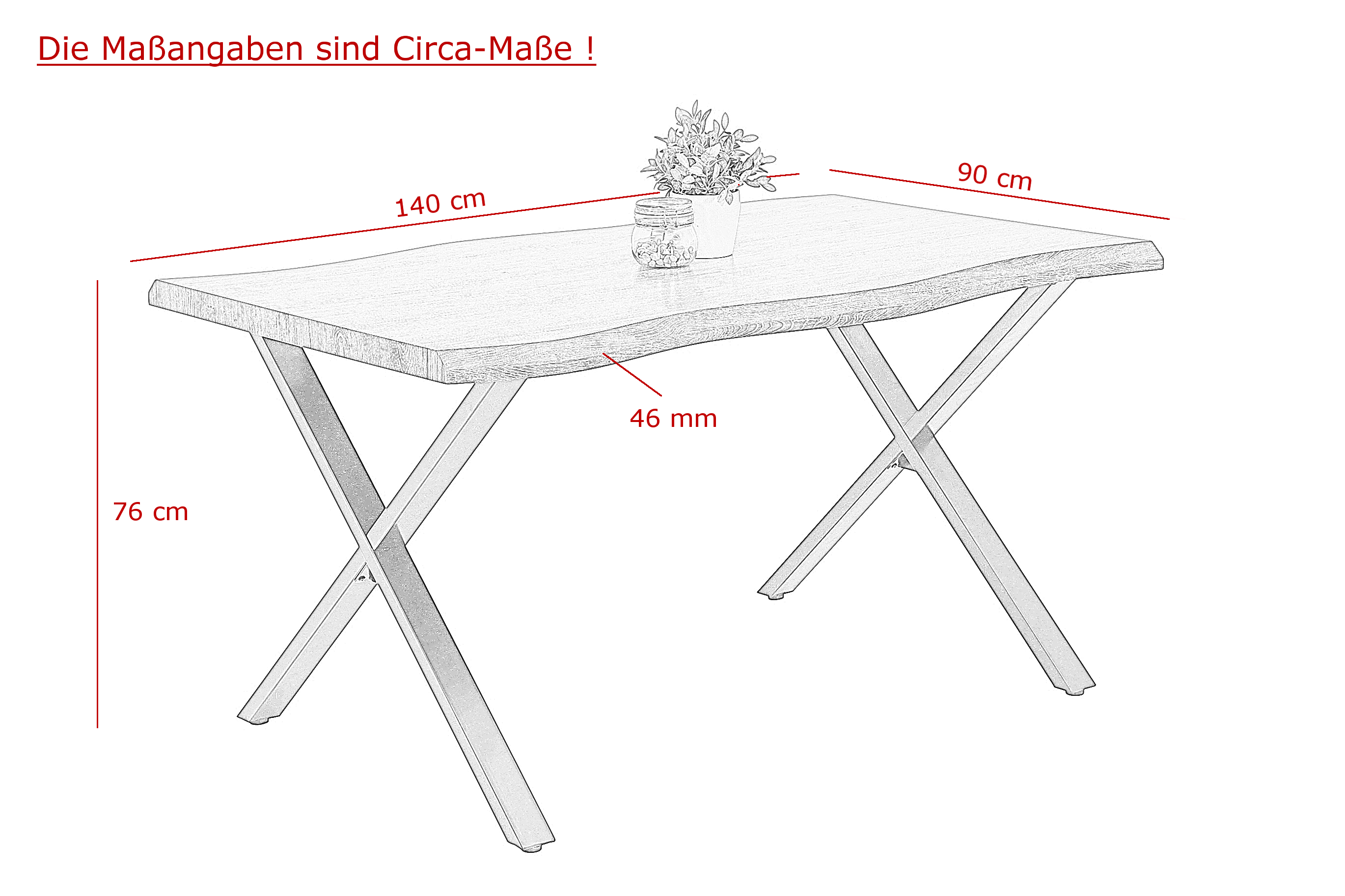 Esstisch, Tischplatte Wildeiche - MYTREND363