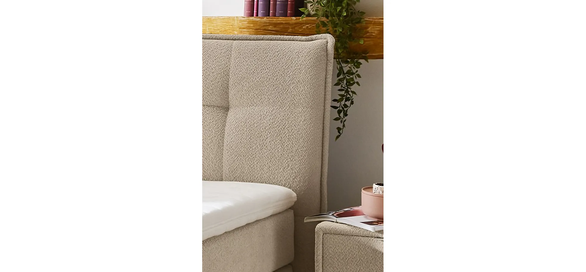 Boxspringbett JANKA MIX- Liegefläche ca. 180x200 cm, Stoff, Beige