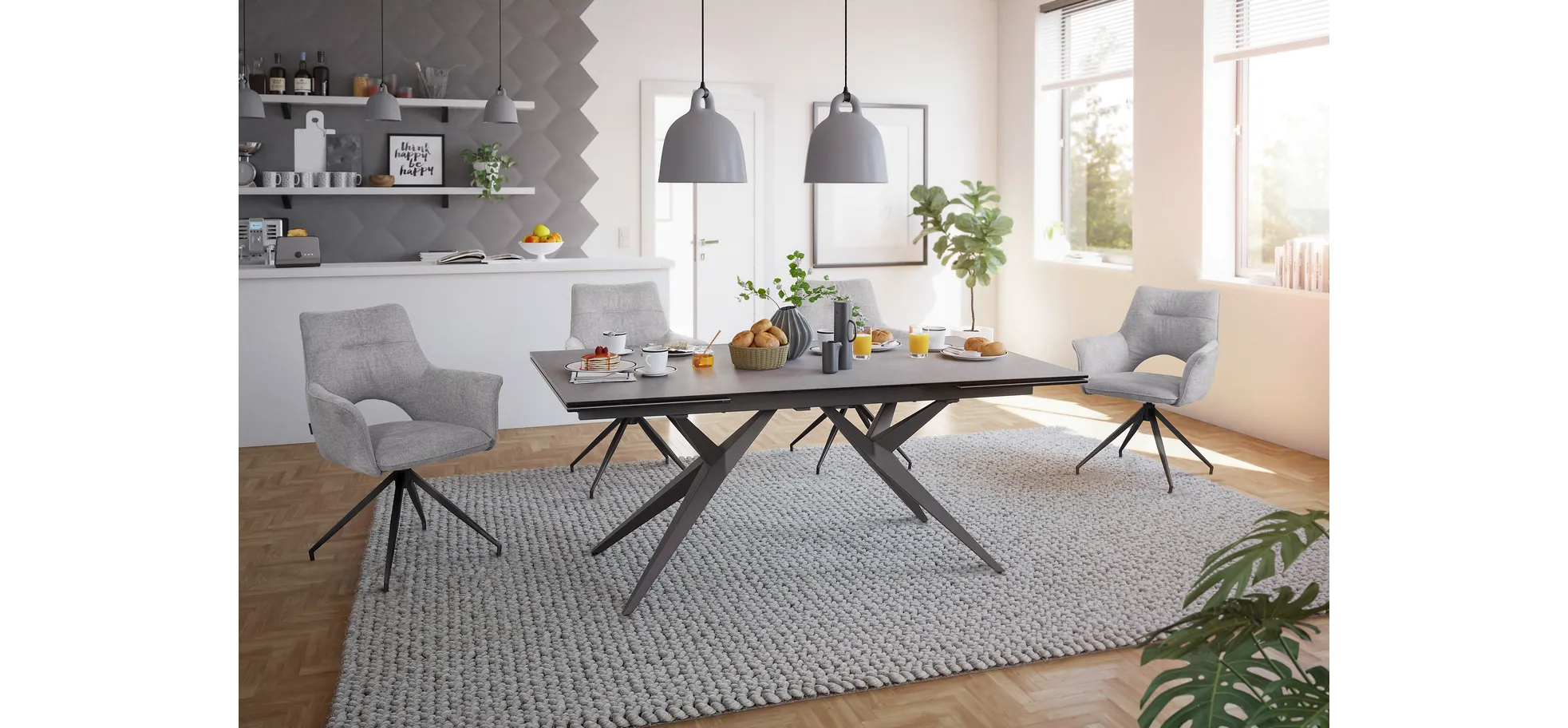 Armlehnstuhl, hellgrau  - Maleen