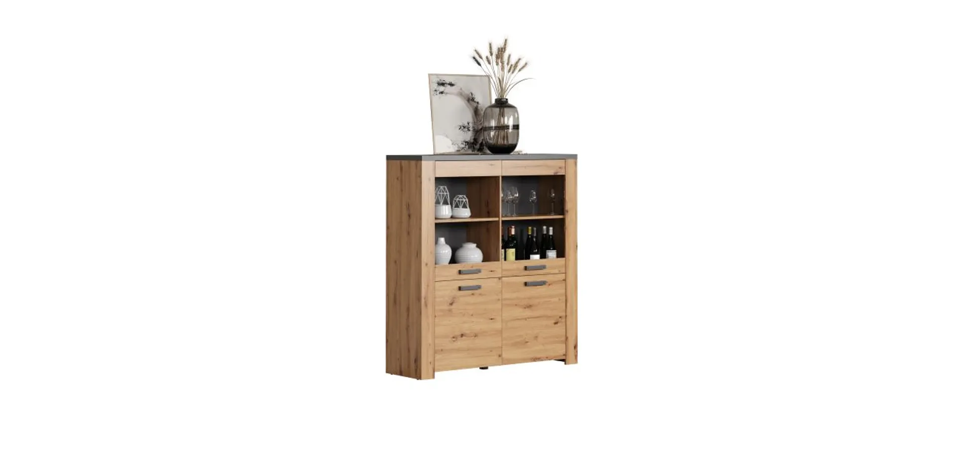 Highboard - Eiche Dekor, Graphit