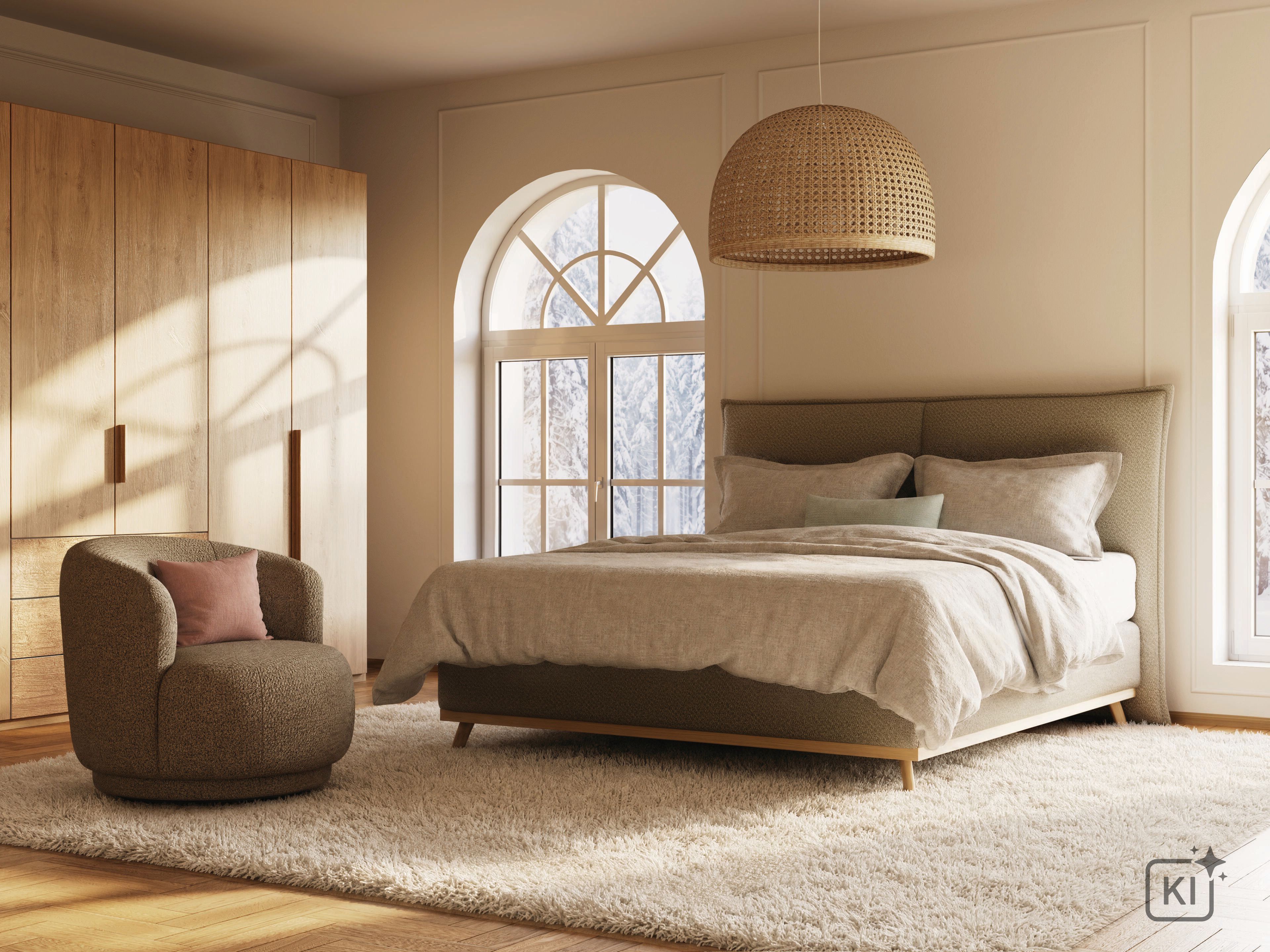 Boxspringbett, graubeige, 180 x 200 cm - Soria