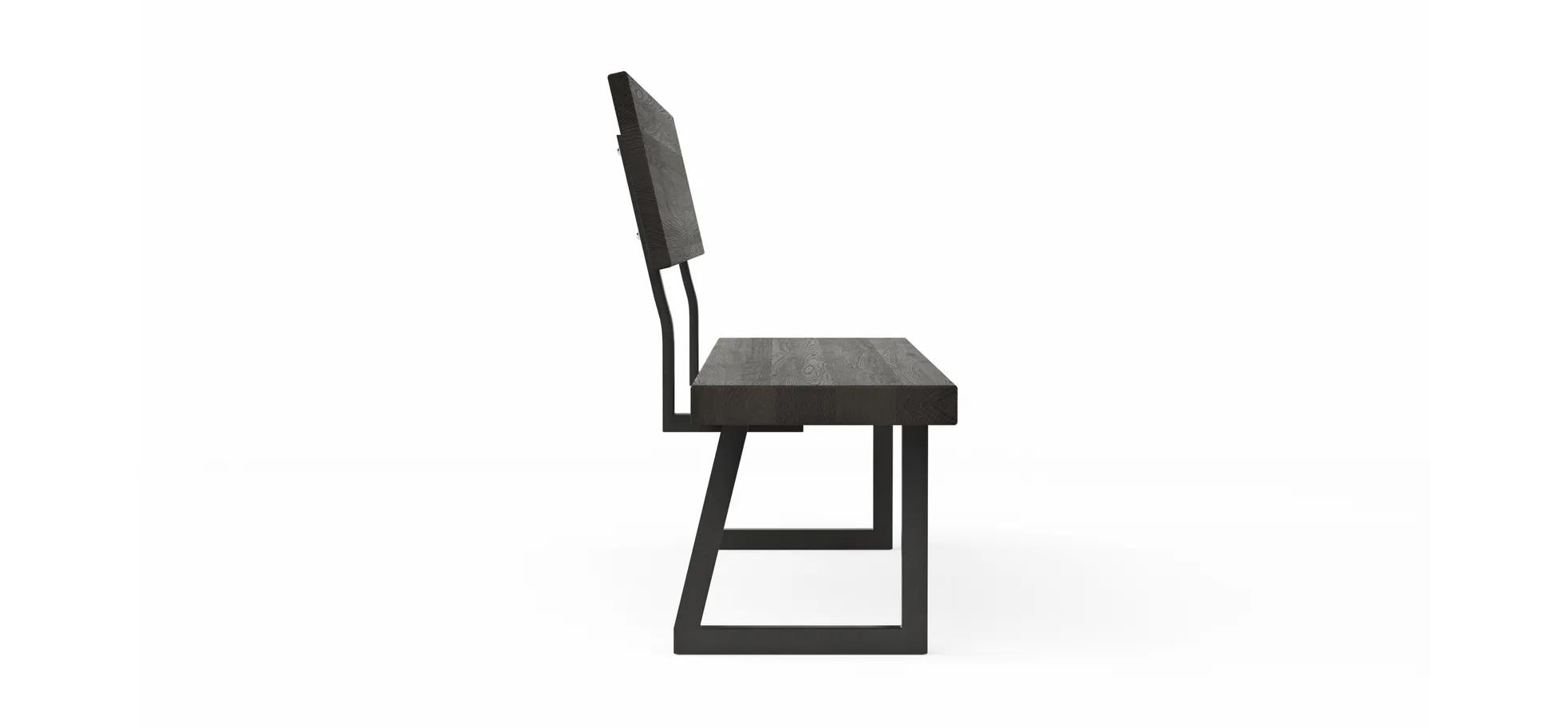 Holzbank Clifton - mit Rückenlehne, Breite ca. 180cm, Zerreiche massiv, smoked