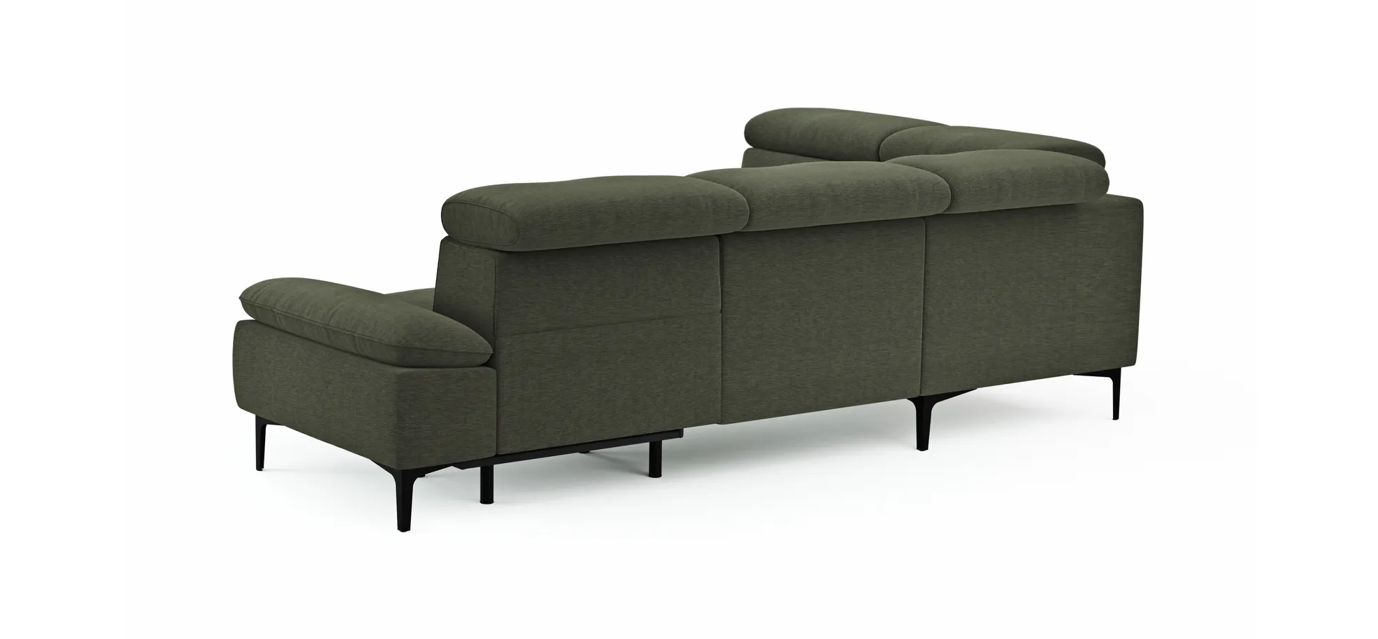 Ecksofa Felipa - Ecke links mit 2,5-Sitzer inkl. Armlehne verstellbar und Rückenlehne/Sitztiefe verstellbar (motorisch), Stoff, Dunkelgrün