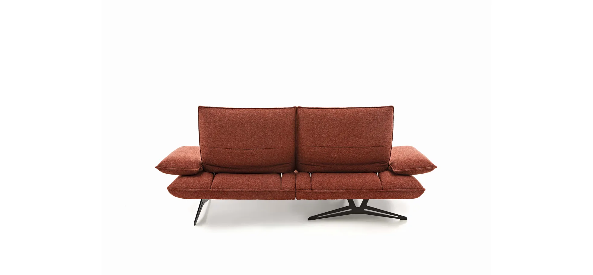 Ecksofa - 1-Sitzer mit Longchair rechts, Armlehne verstellbar, Rücken/Sitztiefe verstellbar, Stoff, Rot