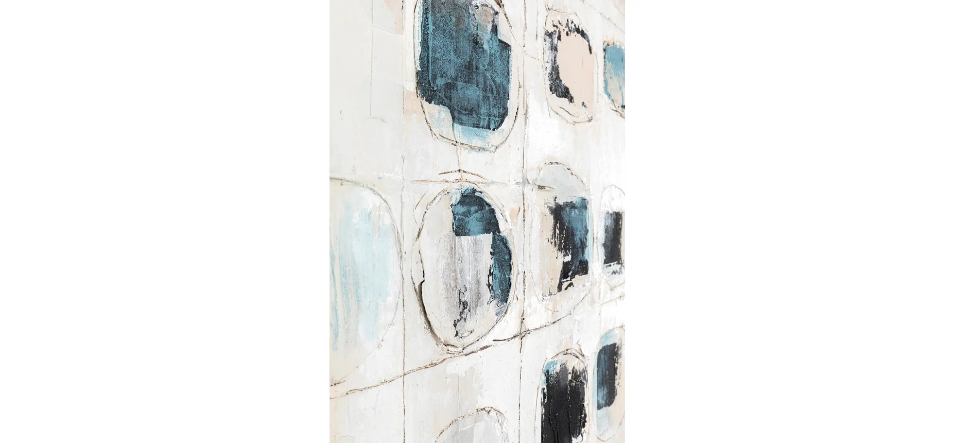 Gerahmtes Bild - LB ca. 120x160 cm, Grau, Blau