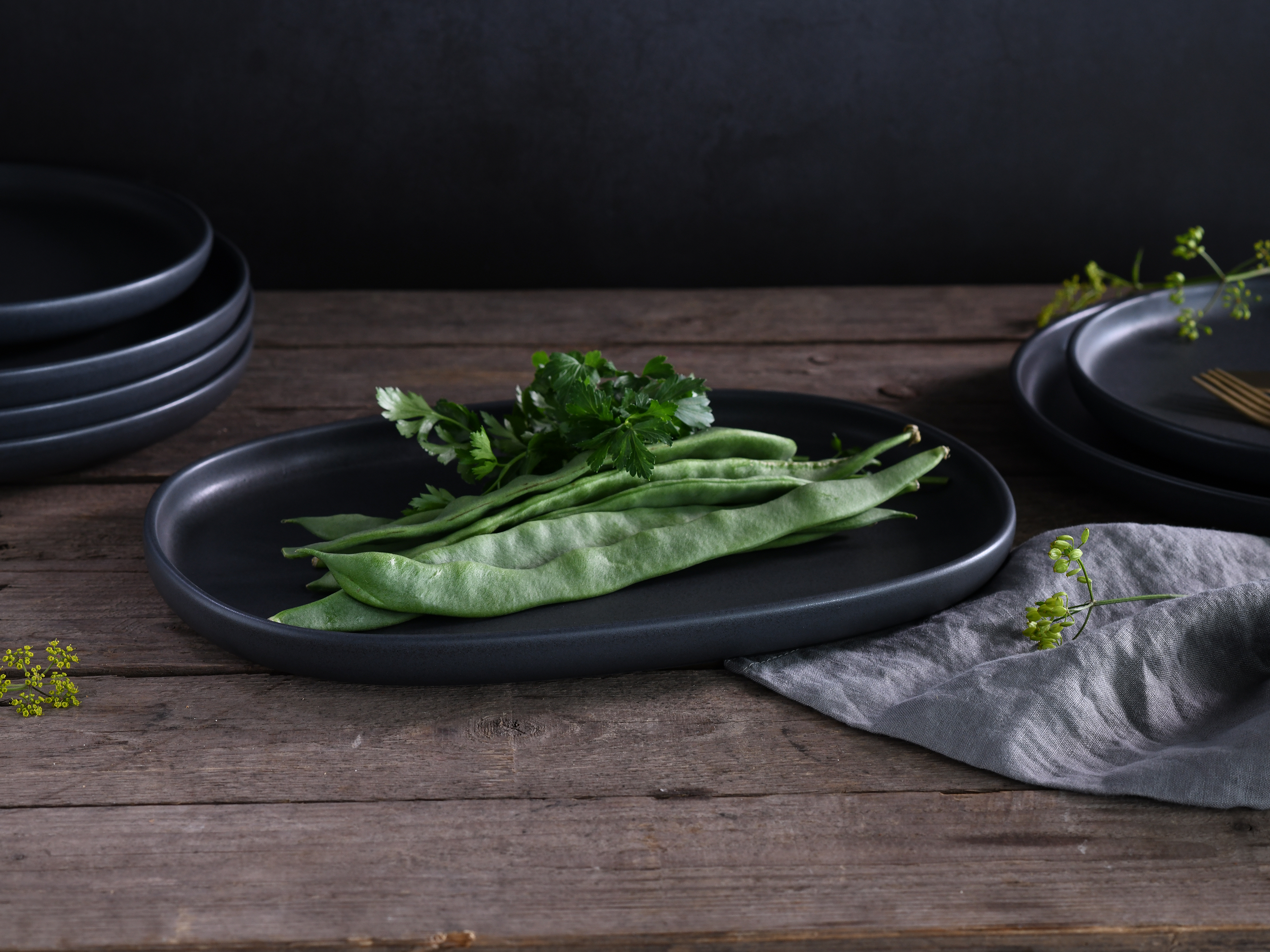 Servierplatte Ø ca. 33cm - Uno Natural, schwarz