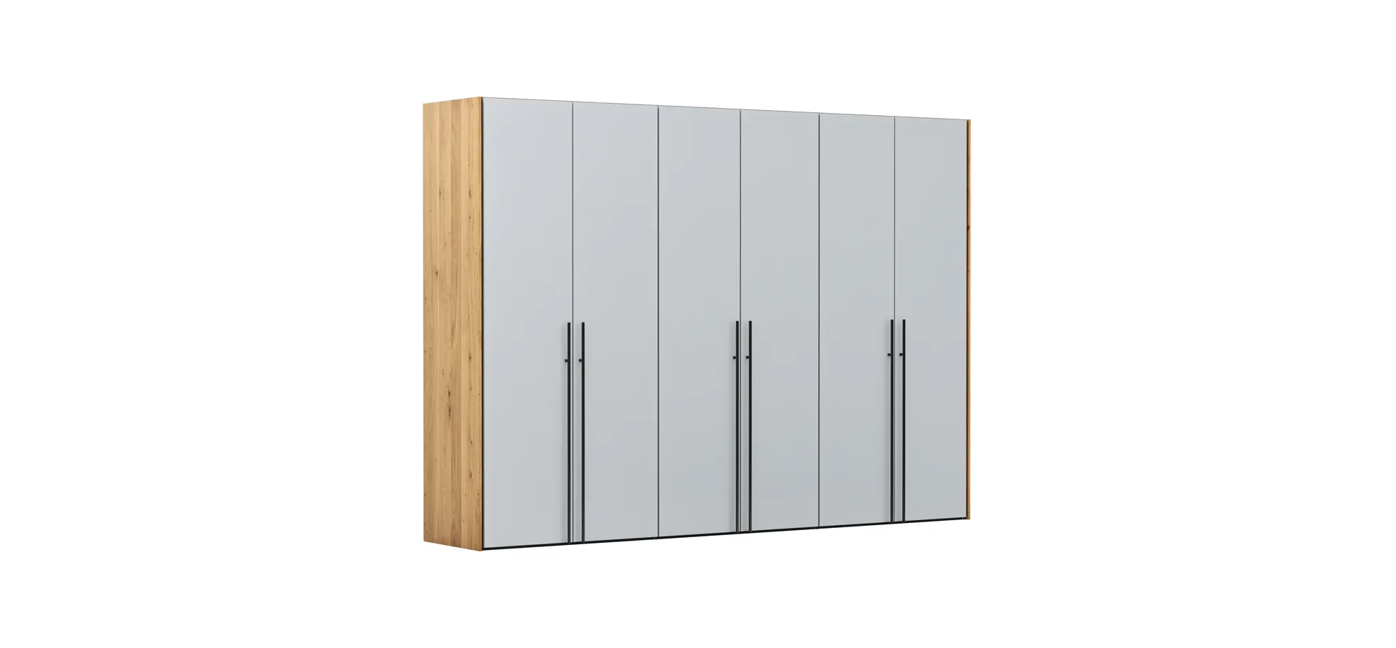 Drehtürenschrank Colorado - B. ca. 307 cm, Glas, Hellgrau matt