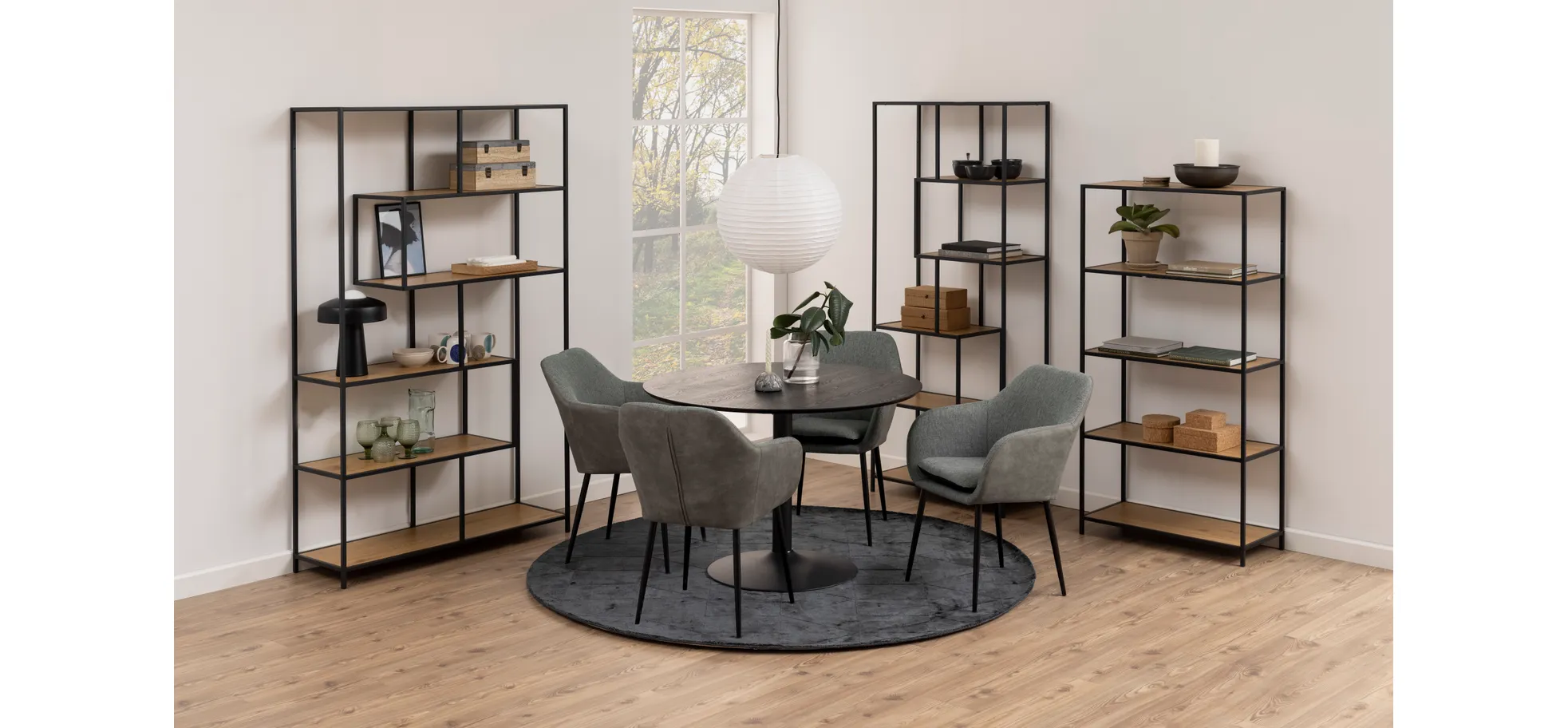 Bücherregal - Wildeiche Nachbildung, Schwarz