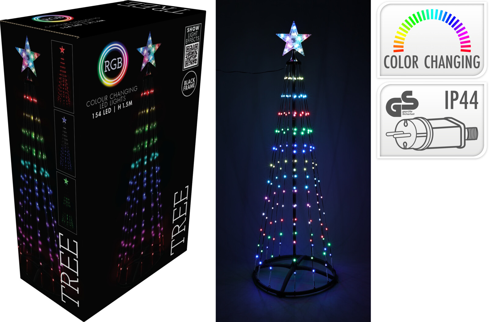 Leuchtbaum LED RGB - schwarz, 150cm