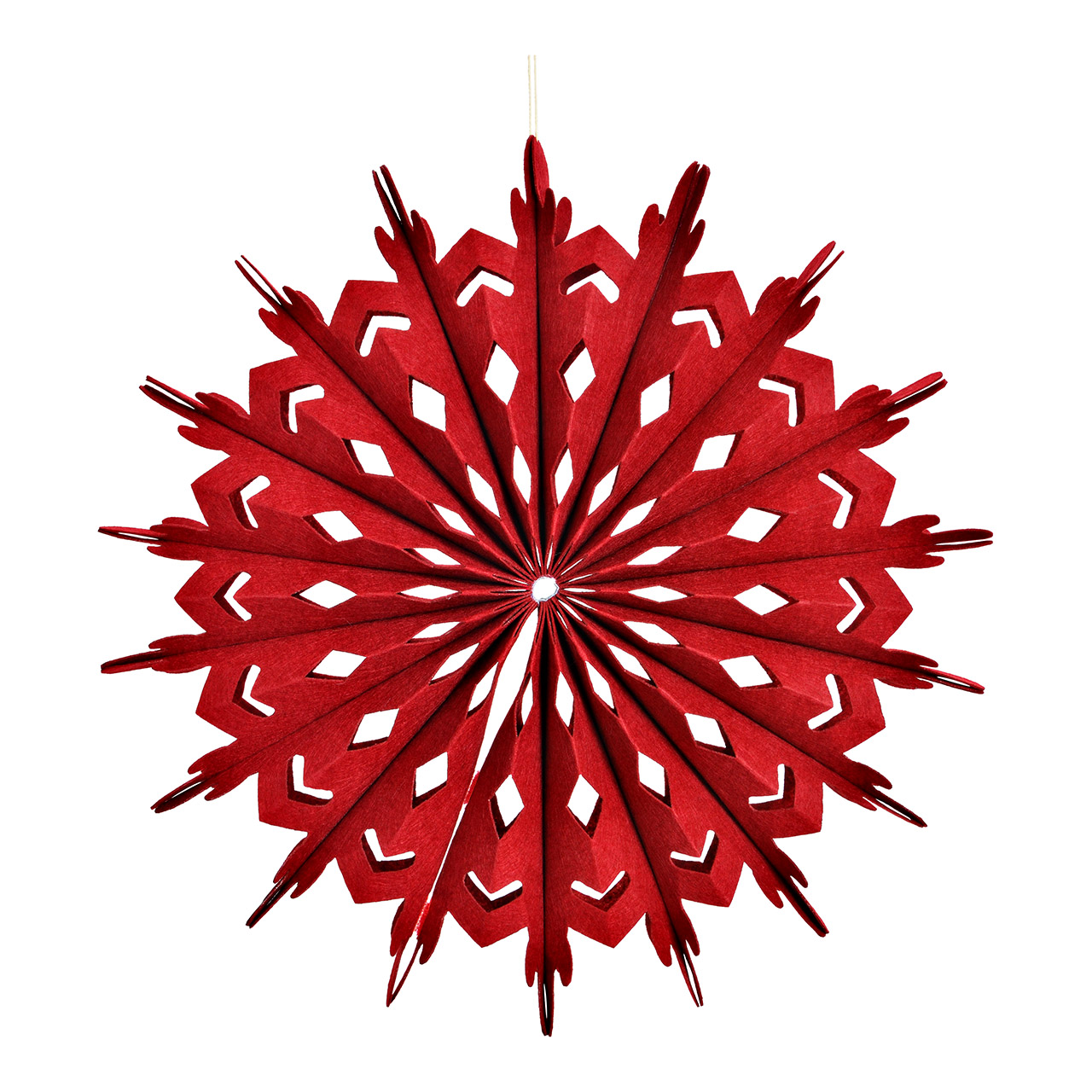 Weihnachtshänger Schneeflocke Filz - Rot ca. 40x40x7cm