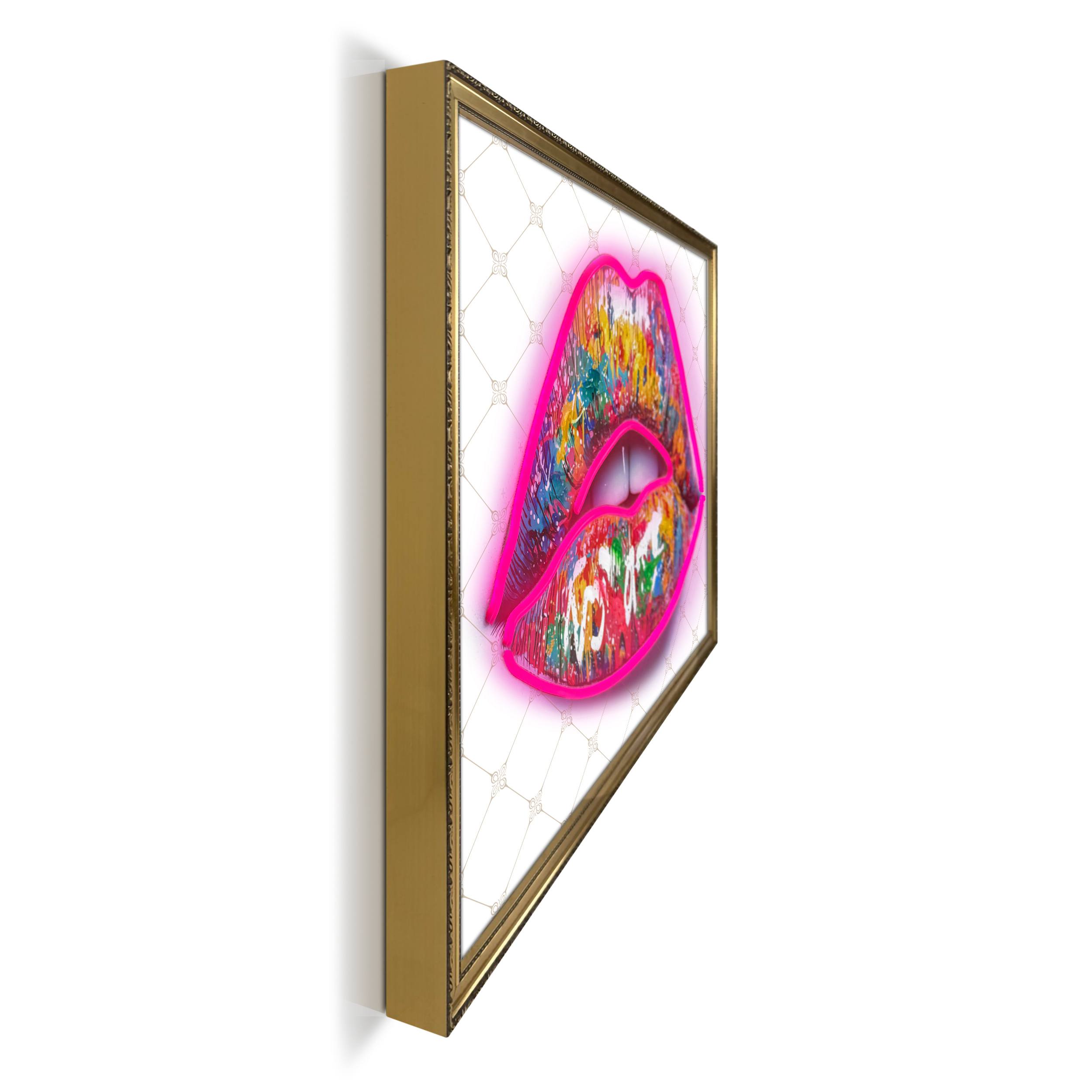 Neon LED Art Black - 50x70cm, neon lips