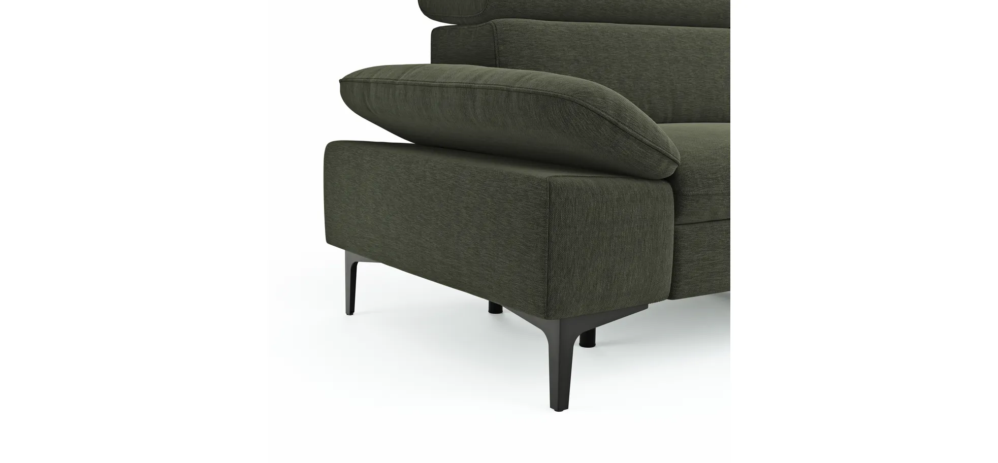 Ecksofa Felipa - 2,5-Sitzer mit Ecke rechts inkl. Armlehne verstellbar und Rückenlehne/Sitztiefe verstellbar (motorisch), Stoff, Dunkelgrün