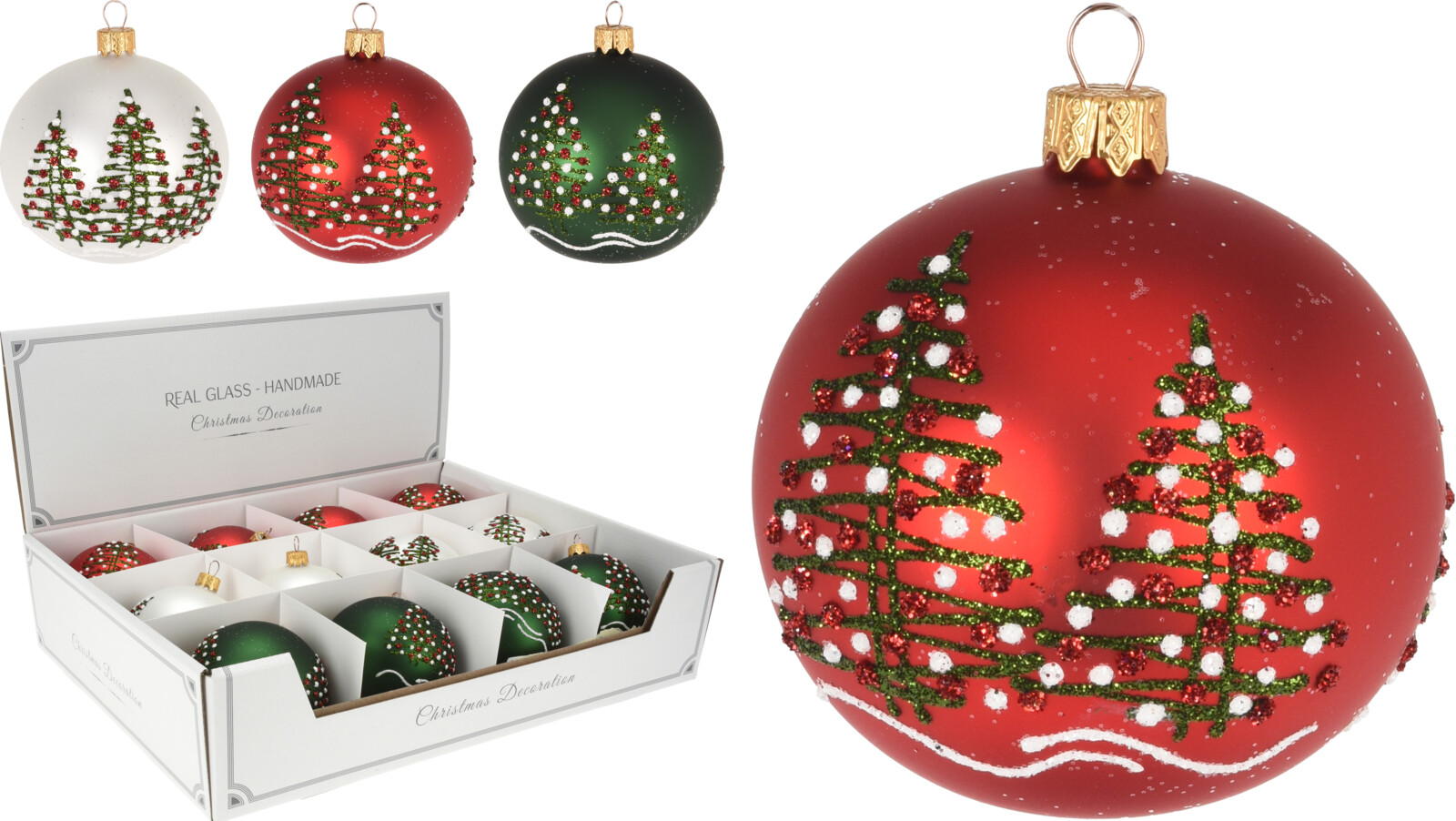 Weihnachtskugel Bäume 8cm - sortiert