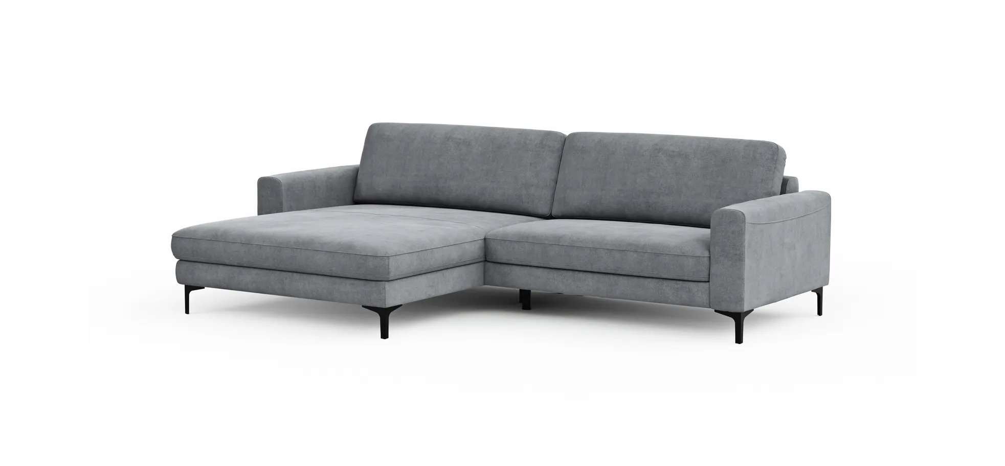 Ecksofa Oviedo - Longchair links mit 1,5-Sitzer inkl. Relaxfunktion (motorisch), Stoff, Grau