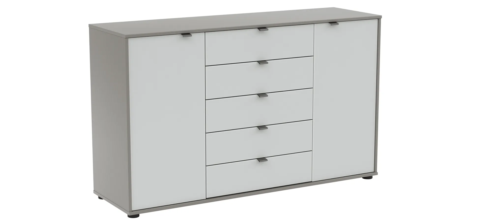 Kommode Marbella - Lack, Grau, Glas, Weiß