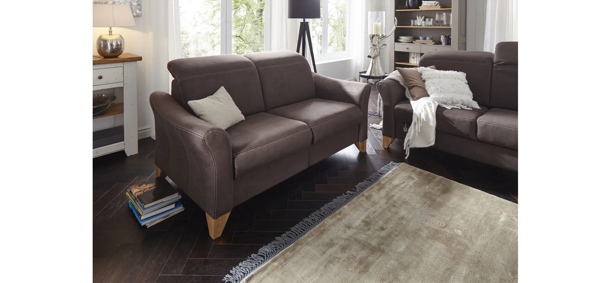 Sofa Canterbury - 2,5-Sitzer, Stoff, Dunkelbraun