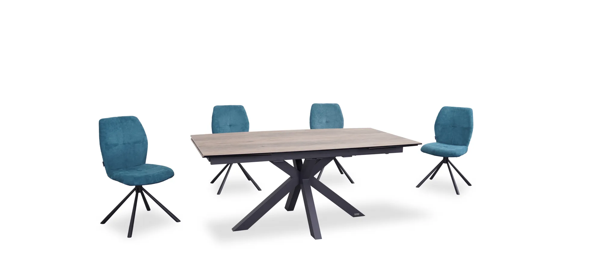 Vierfußstuhl, Stoff Petrol, 360° drehbar - Manoa