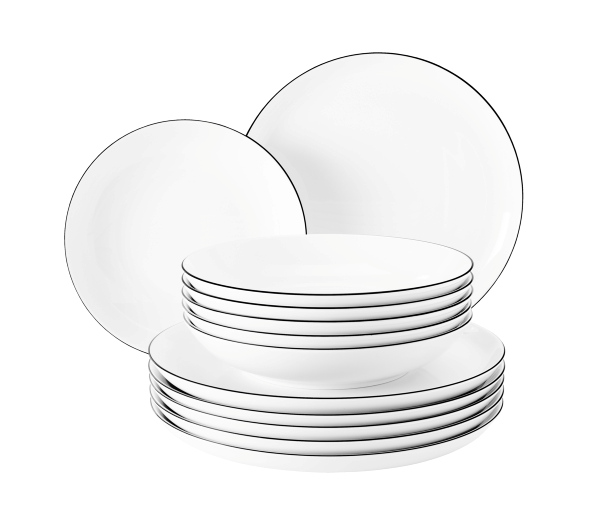 Tafelservice, 12-Tlg. - Lido Black Line 10826