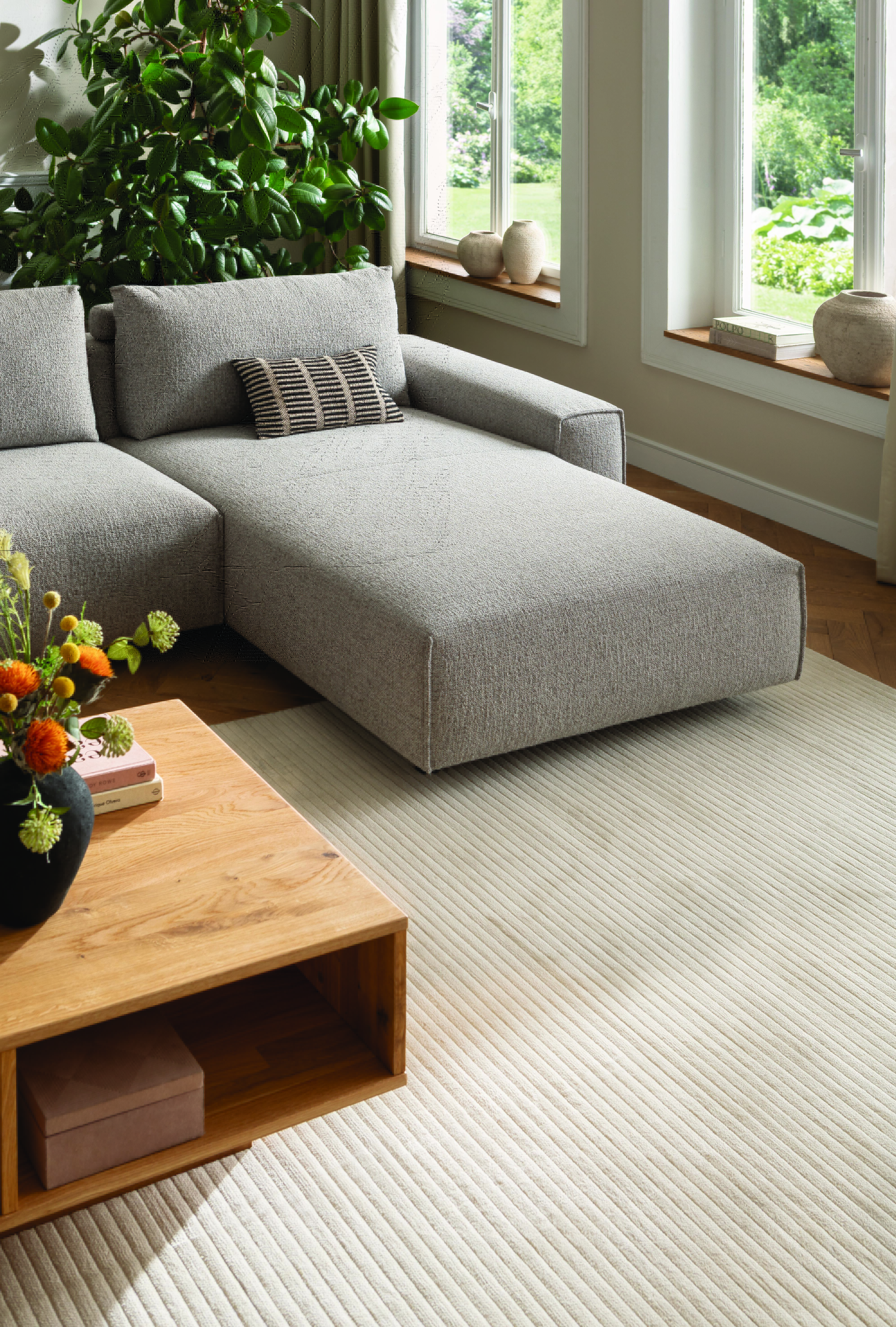 Ecksofa, Stoff grau - Natura Home Serava Plus