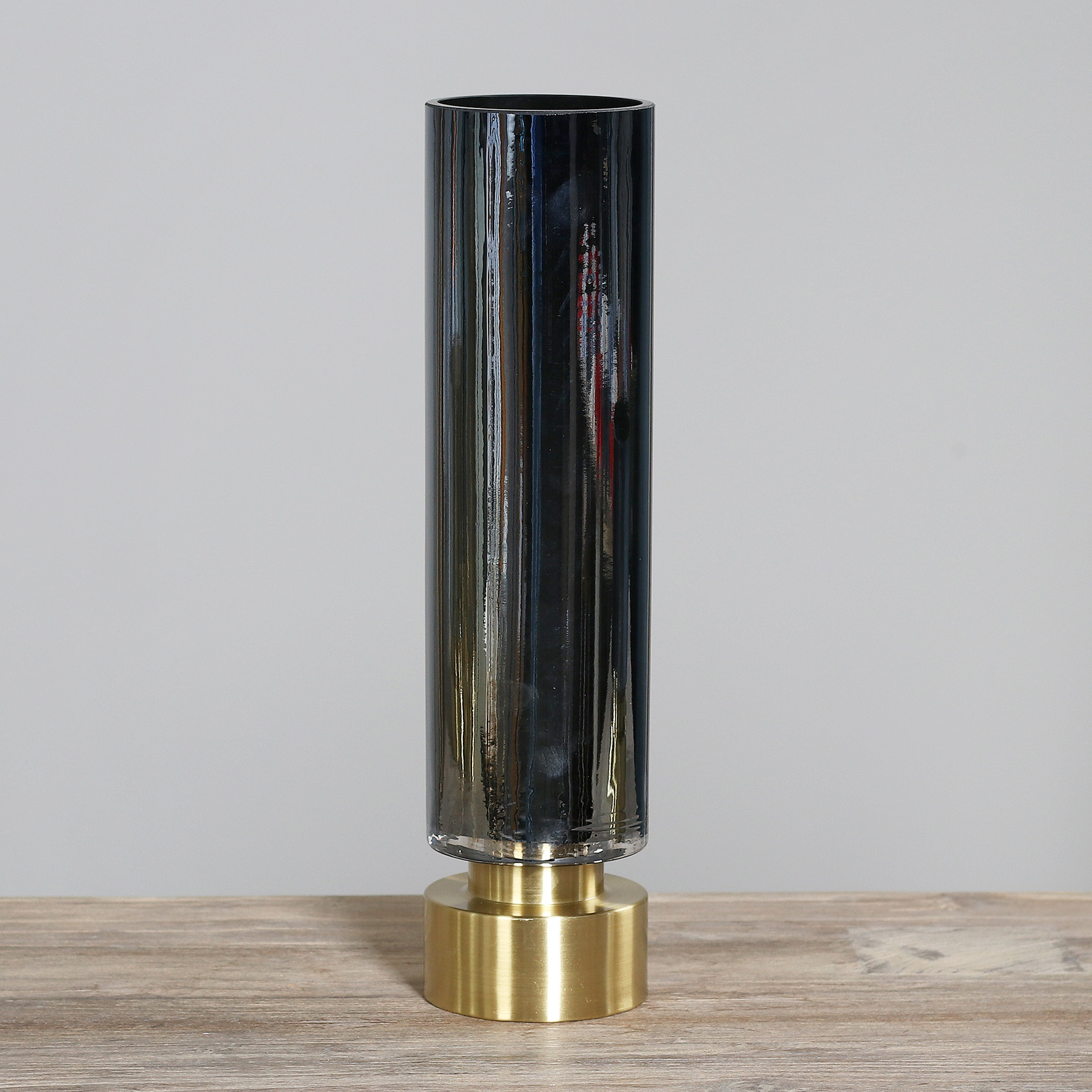 Glas Vase/Windlicht - blau, 37 cm