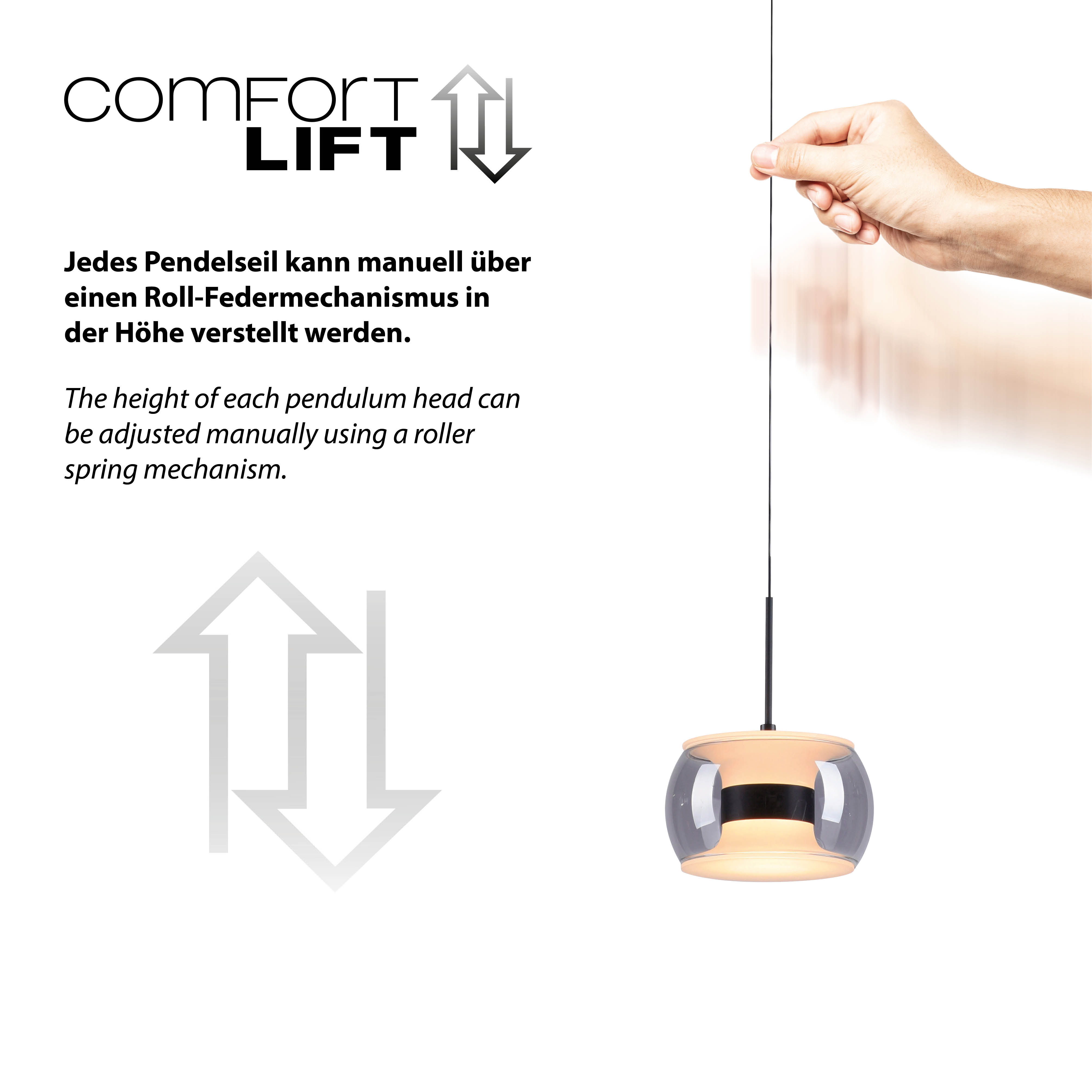 Pendelleuchte FUMEA - 1-flg., LED, schwarz, Höhenverstellbar
