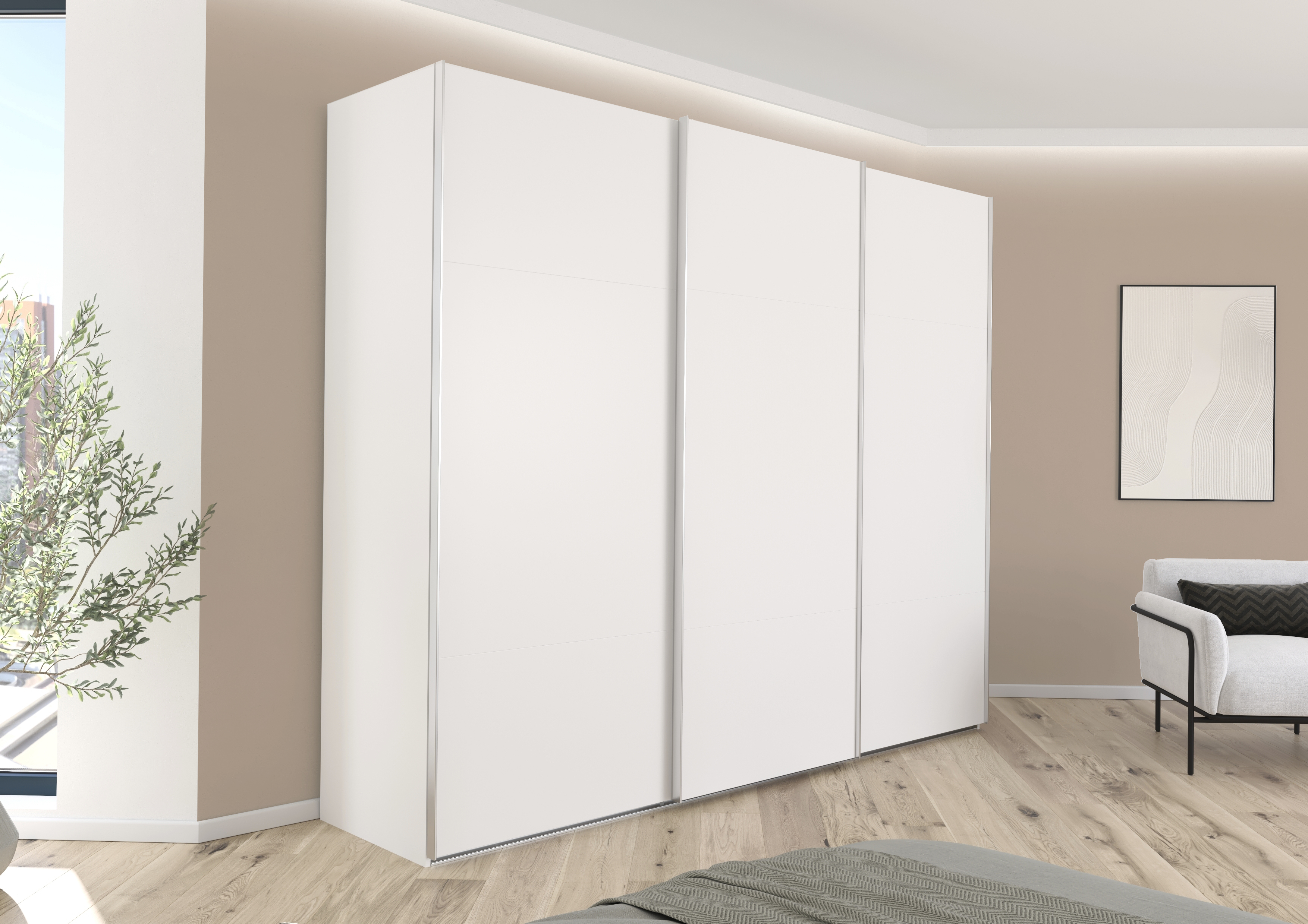 Schwebetürenschrank 3-türig, weiß - LS25 Celico