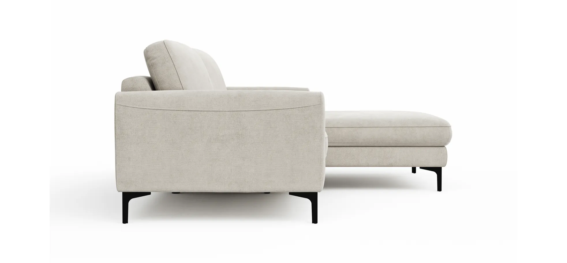 Ecksofa Oviedo - 1,5-Sitzer mit Longchair rechts inkl. Relaxfunktion (motorisch), Stoff, Natur