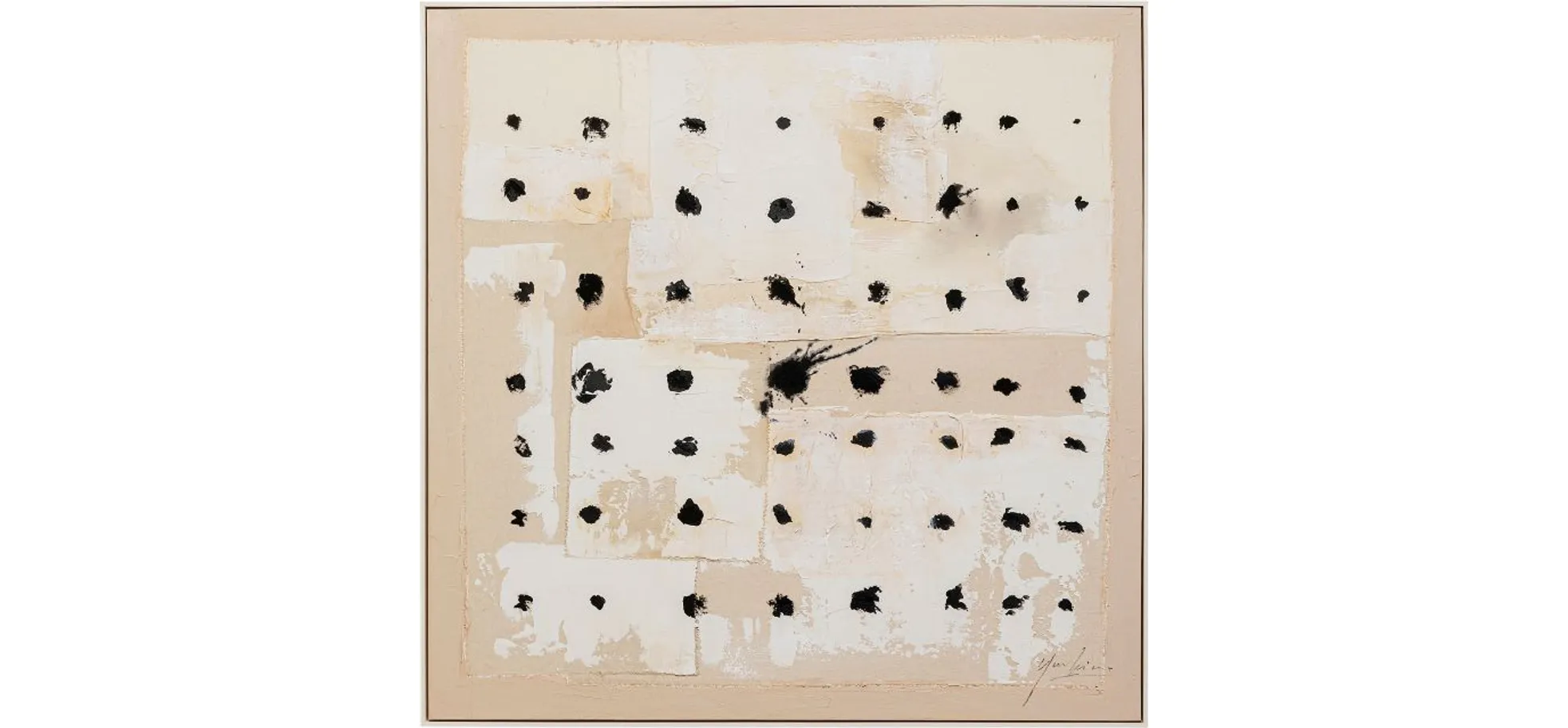 Bild- Gerahmt, BHT ca. 123x123x5 cm, Baumwolle, Beige , Schwarz