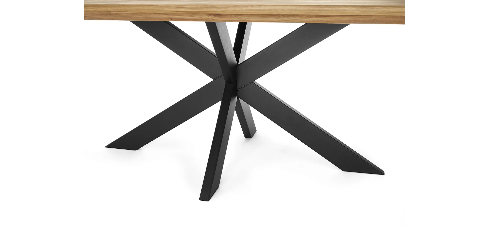 Esstisch - LB ca. 240x100 cm, Wildeiche massiv geölt, Schweizer Kante, Schwarz