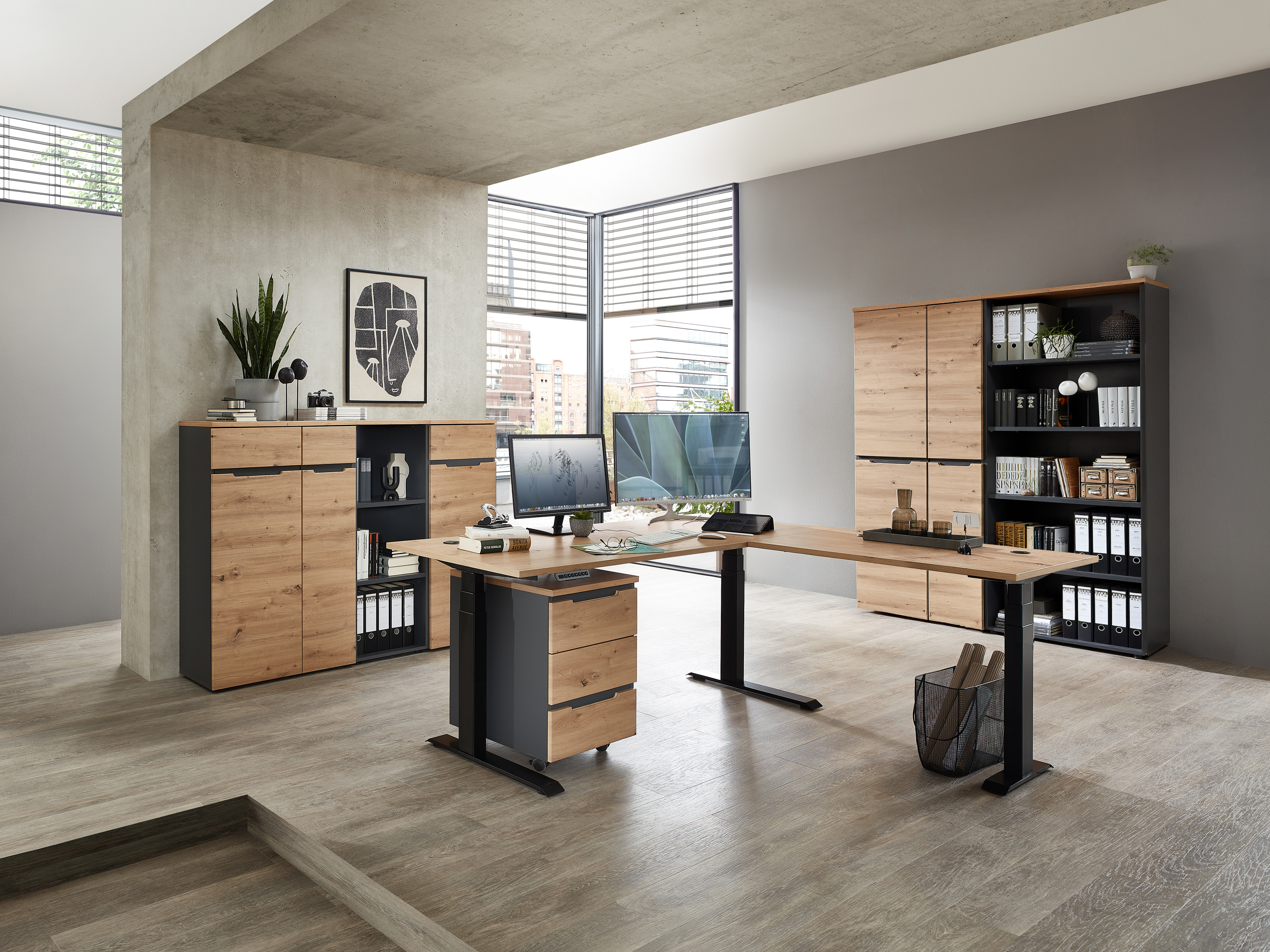 Winkel-Schreibtisch, Eiche Artisan - MyStyle 7001