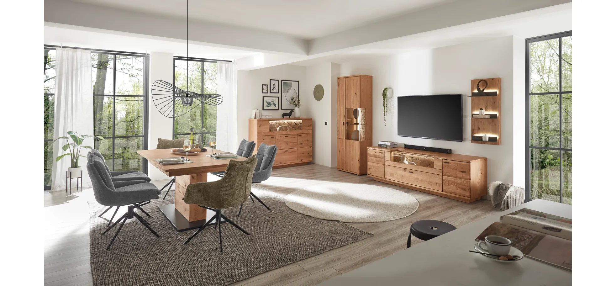 Highboard EM Novalja - Wildeiche teilmassiv