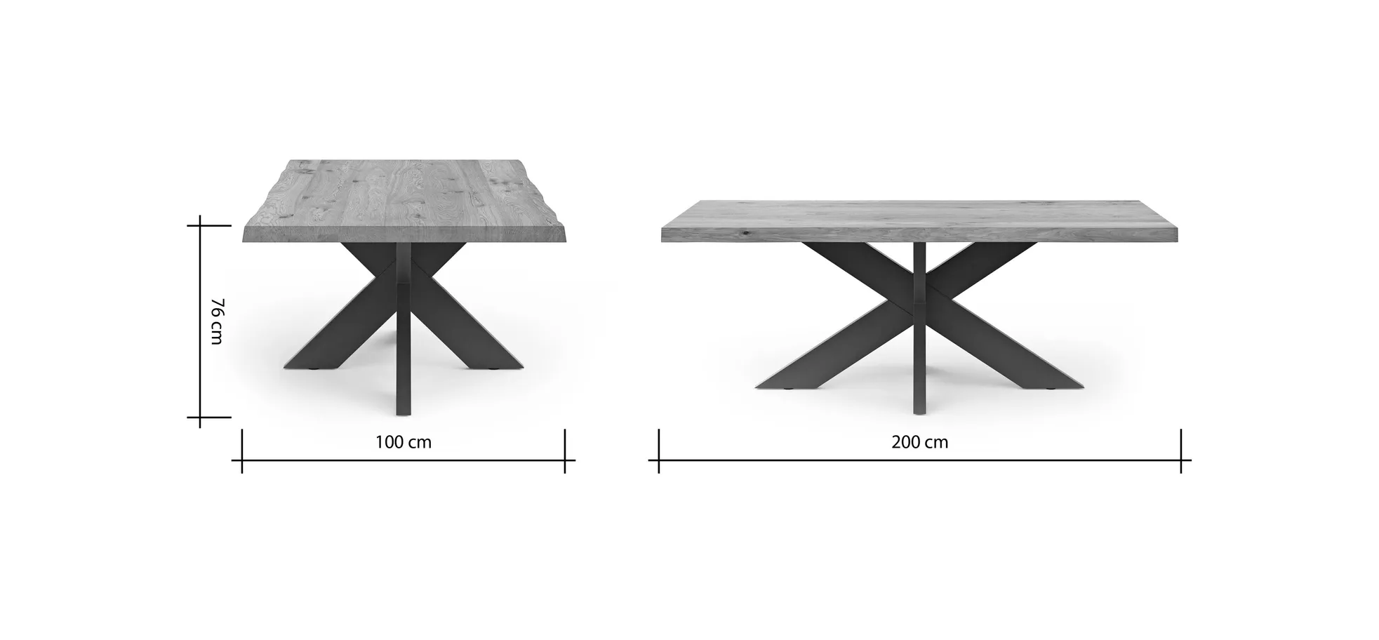 Esstisch Clifton - LB ca. 200x100 cm, Wildeiche massiv