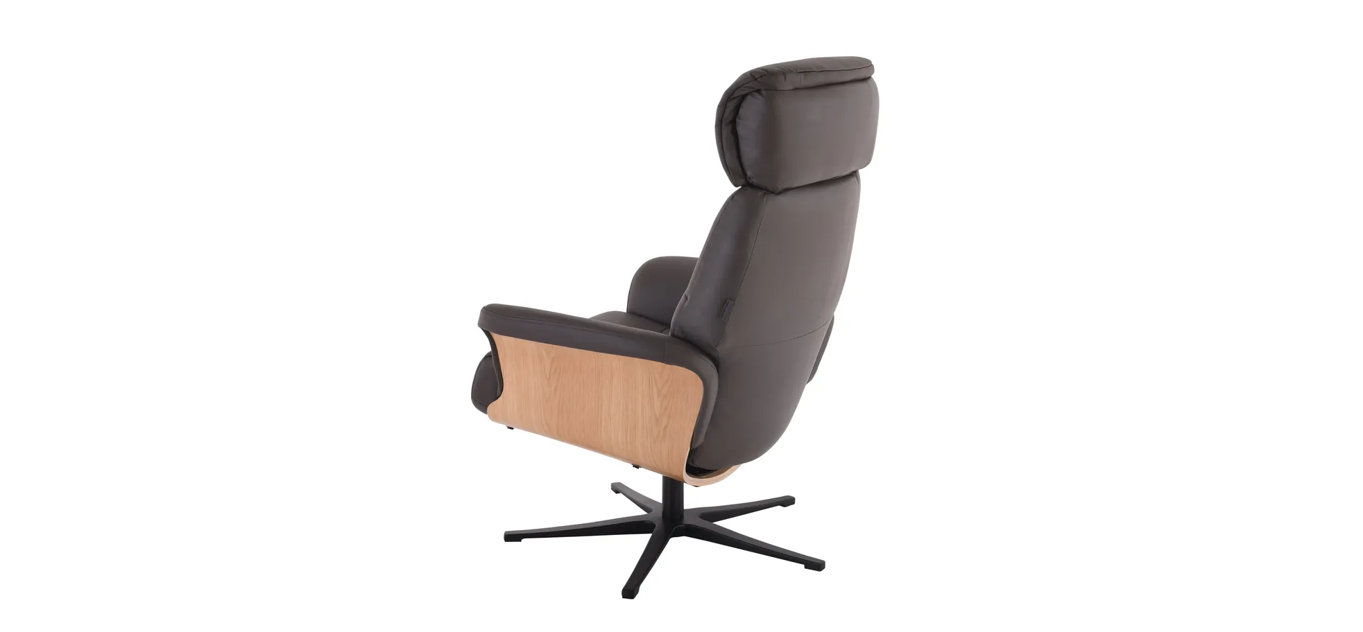 Relaxsessel mit Hocker, Leder dunkelbraun - Moani