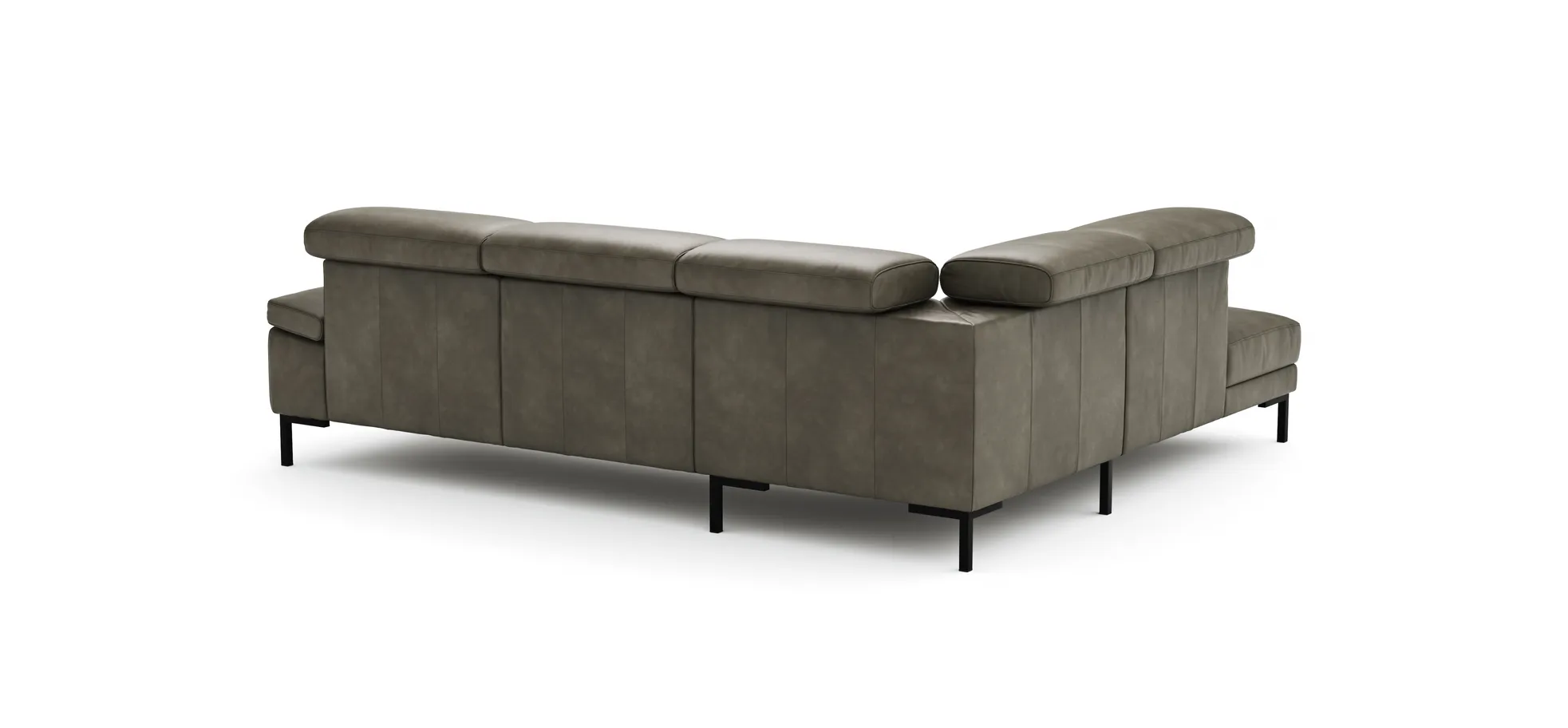 Ecksofa Hudson - Ecke links mit 2,5-Sitzer inkl. Kopfteil verstellbar, Leder, Braungrün