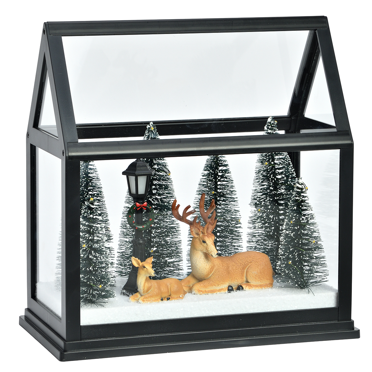 Winterszene im Haus LED Kunststoff - Bunt ca. 23x23x12cm exkl.2xAA