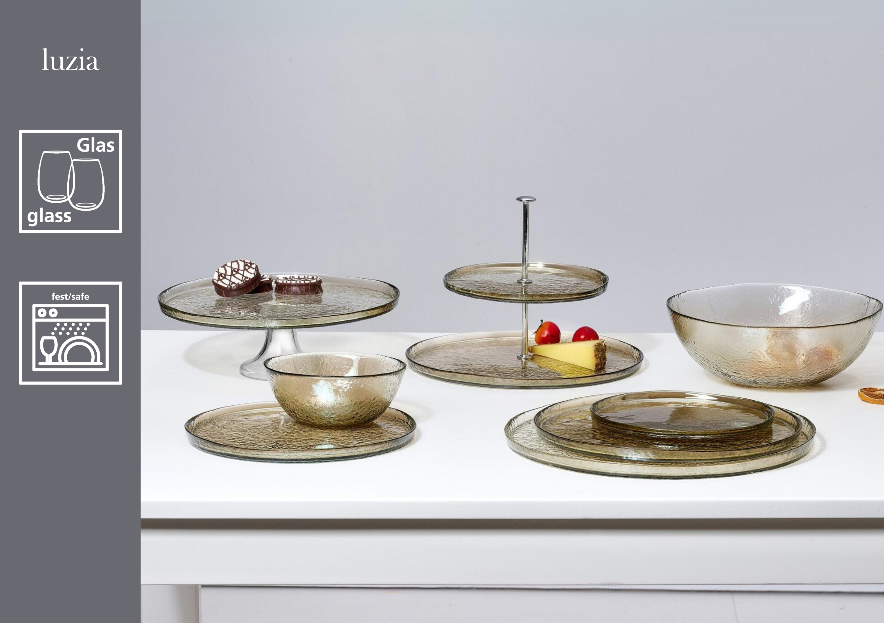 Schale Luzia - glas, braun, 25cm