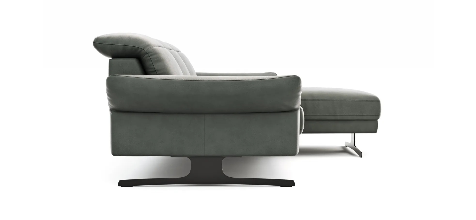 Ecksofa Rockport B - 2,5-Sitzer mit Longchair rechts inkl. Kopfteil/Sitztiefe/Armlehne verstellbar, Leder, Grau Ecksofa Rockport B - 2,5-Sitzer mit Longchair rechts inkl. Kopfteil/Sitztiefe/Armlehne verstellbar, Leder, Grau