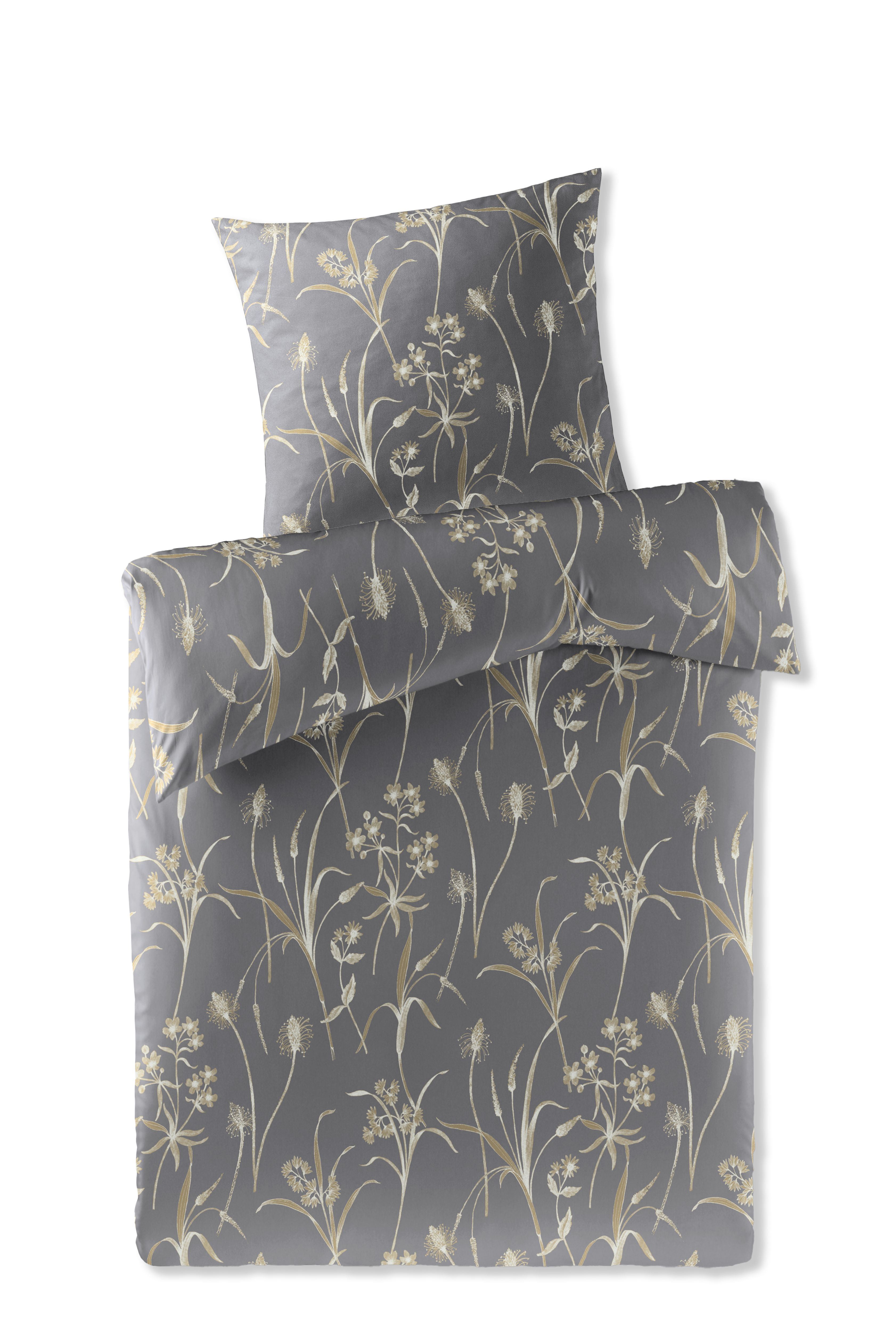 Mako-Satin-Bettwäsche, 155x220cm - CASEA Sevillas, natur, floral