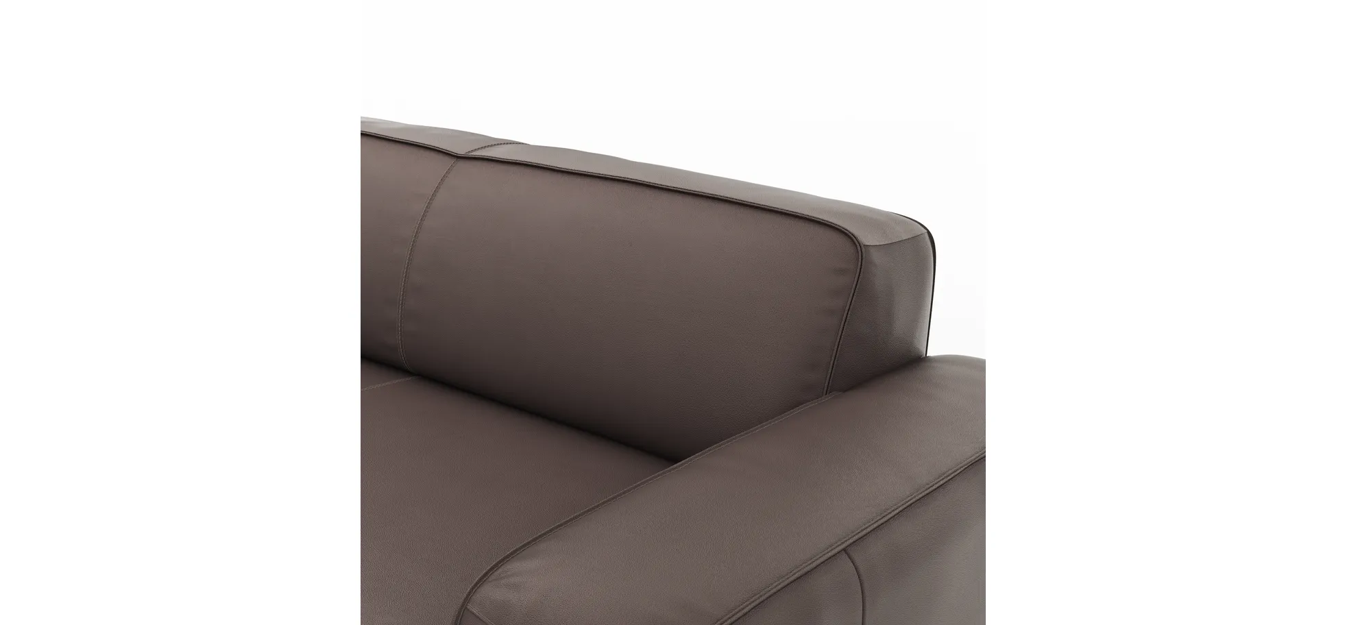 Ecksofa Denver - Longchair links, groß mit 2,5-Sitzer, Leder, Mocca