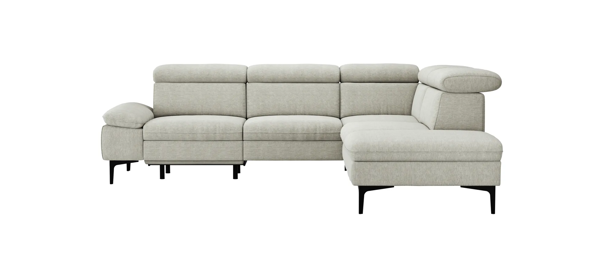 Ecksofa Felipa - 2,5-Sitzer mit Ecke rechts inkl. Armlehne verstellbar und Rückenlehne/Sitztiefe verstellbar (motorisch), Stoff, Natur