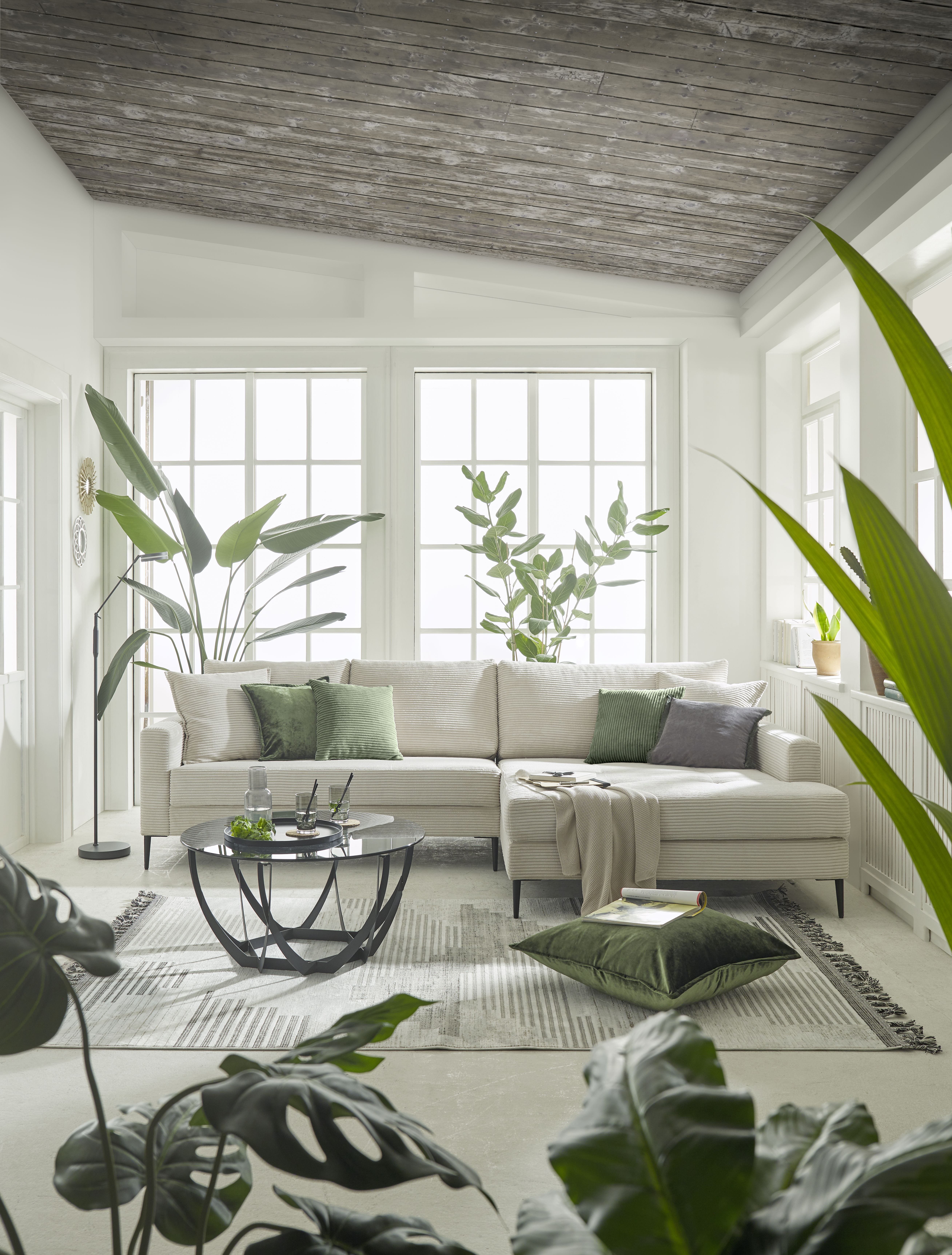 Eckgarnitur, Stoff creme - HILARY