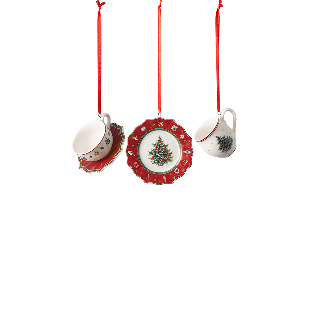 Ornamenteset Geschirr rot, 3-Tlg.  - Toy's Delight Decoration