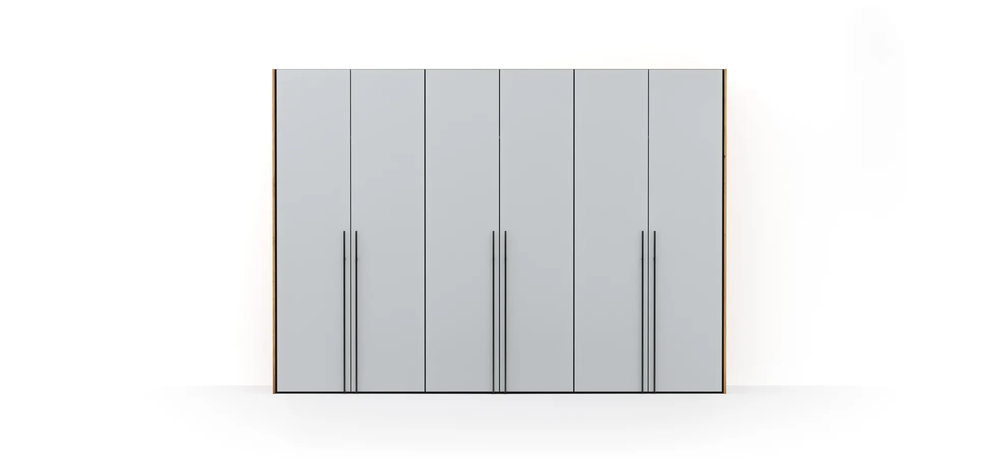 Drehtürenschrank Colorado - B. ca. 307 cm, Glas, Hellgrau matt