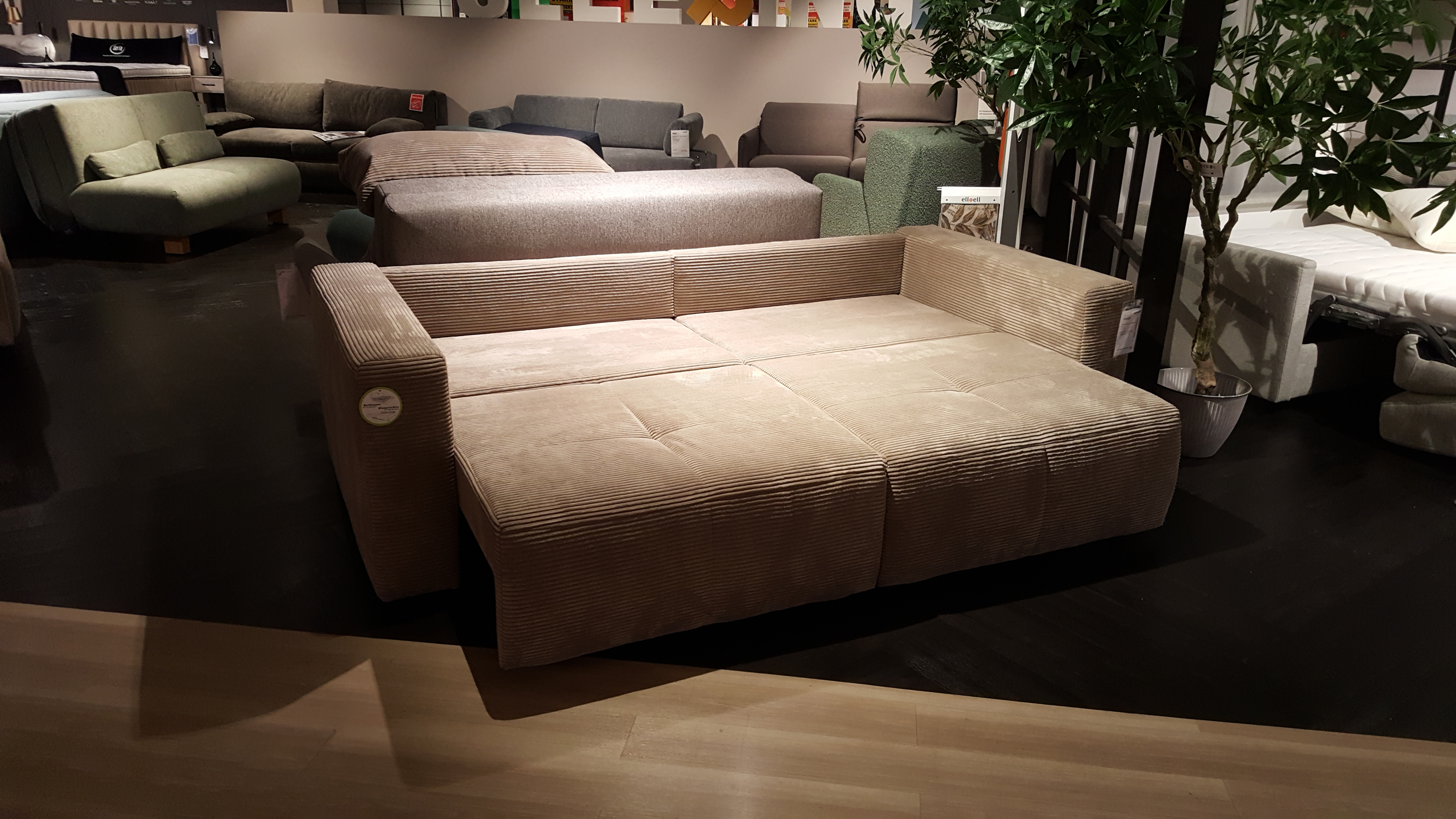 Megasofa, mit Liegefläche, Cord Taupe - Juless