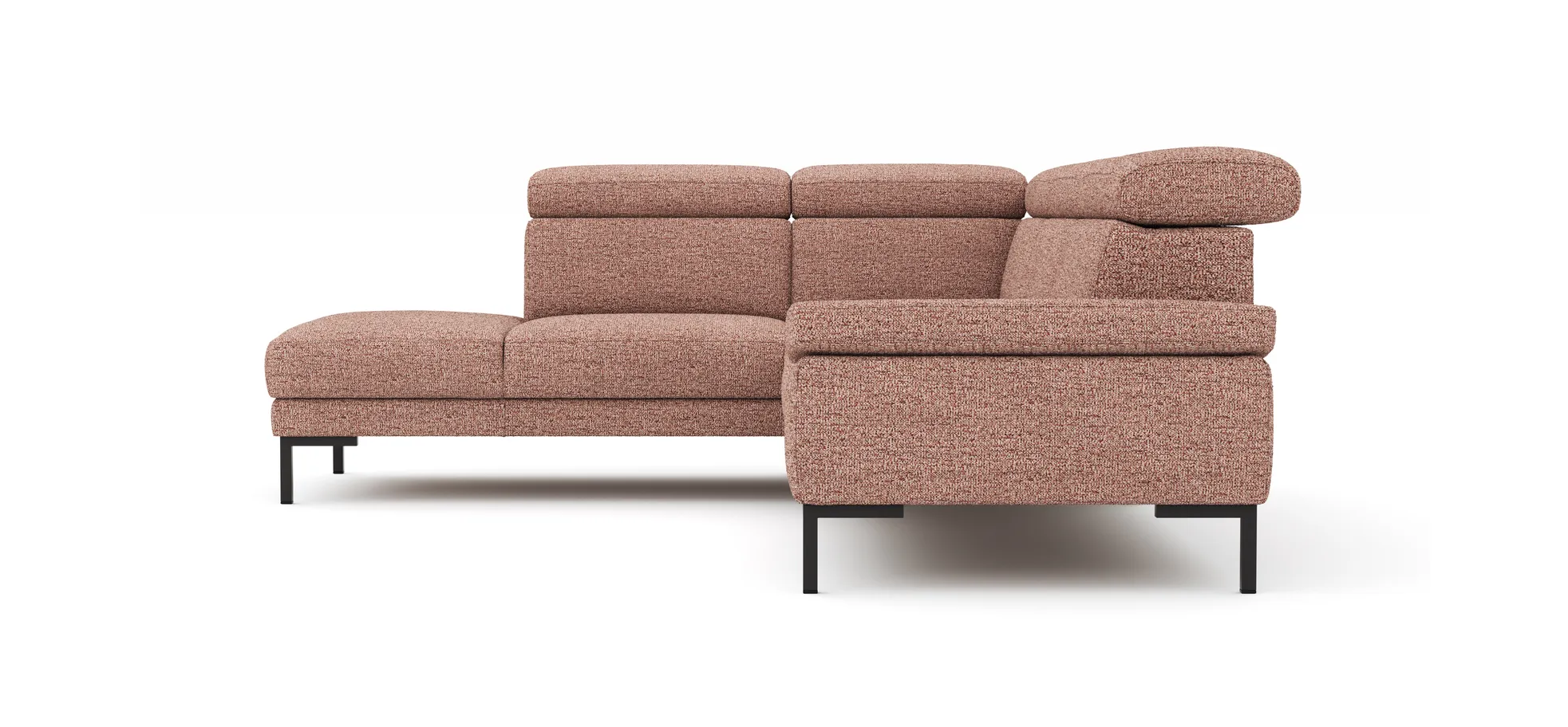 Ecksofa Hudson - Ecke links mit 2,5-Sitzer inkl. Kopfteil verstellbar, Stoff, Kupfer