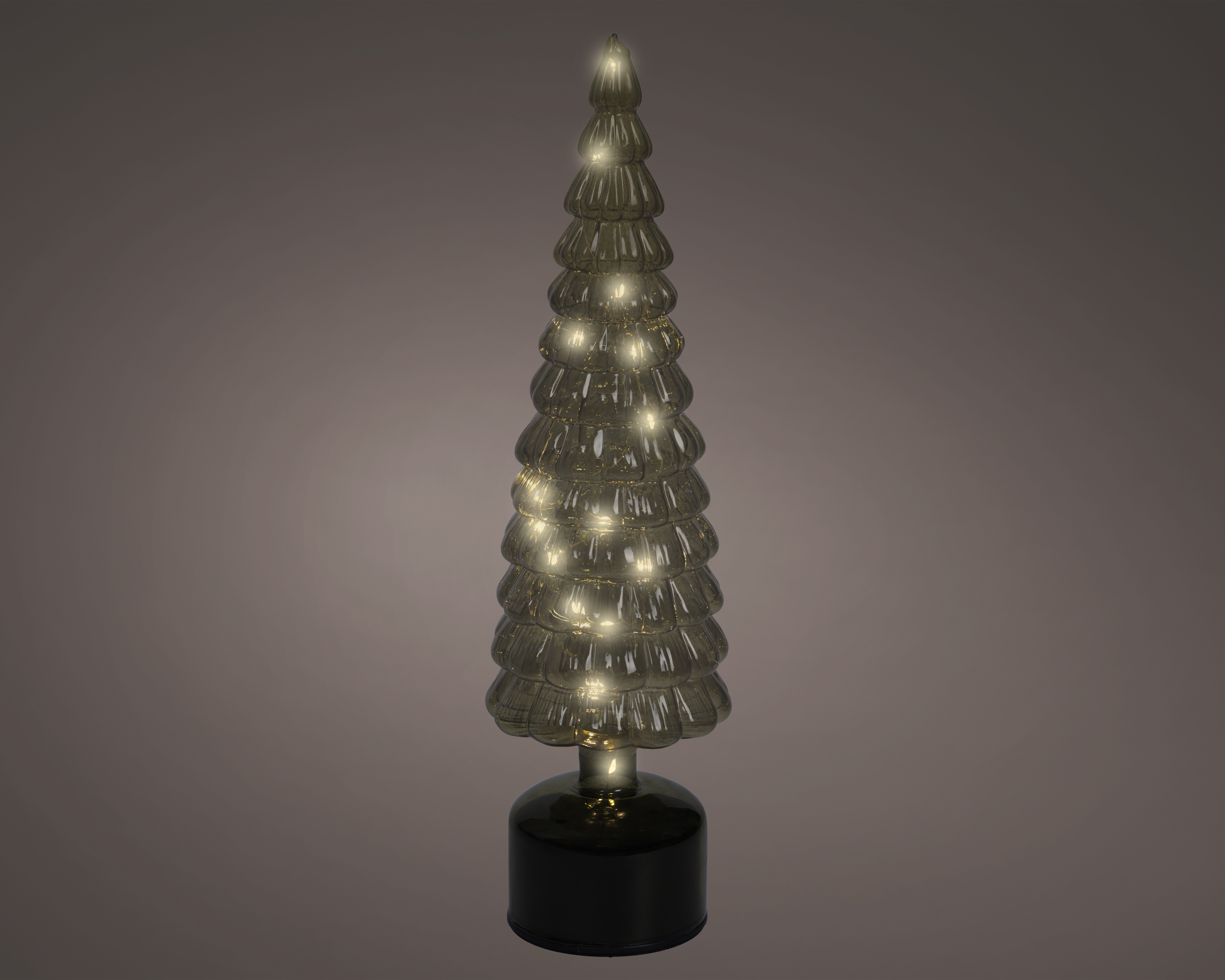 LED Baum, rotierend - grün/warmes weiss, Glas, Ø11-H39cm-20L