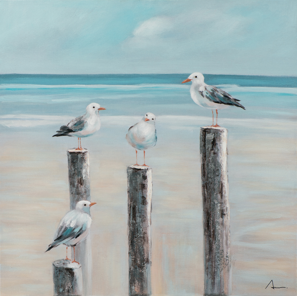 Acrylgemälde Möwen an der See - ca. 80x80
