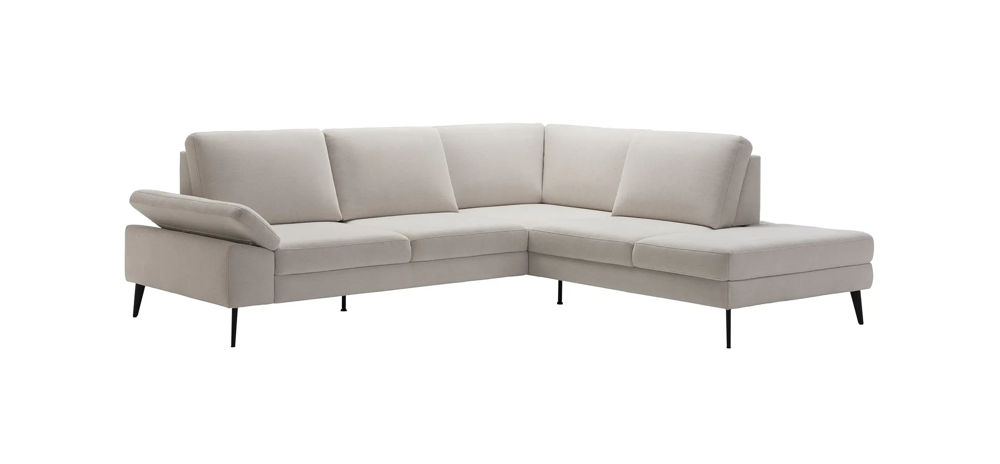 Ecksofa Houston - 2,5-Sitzer, Eckelement und 1-Sitzer mit Abschlussteil rechts,  inkl. Sitztiefenverstellung und Armlehne klappbar, Stoff, Natur